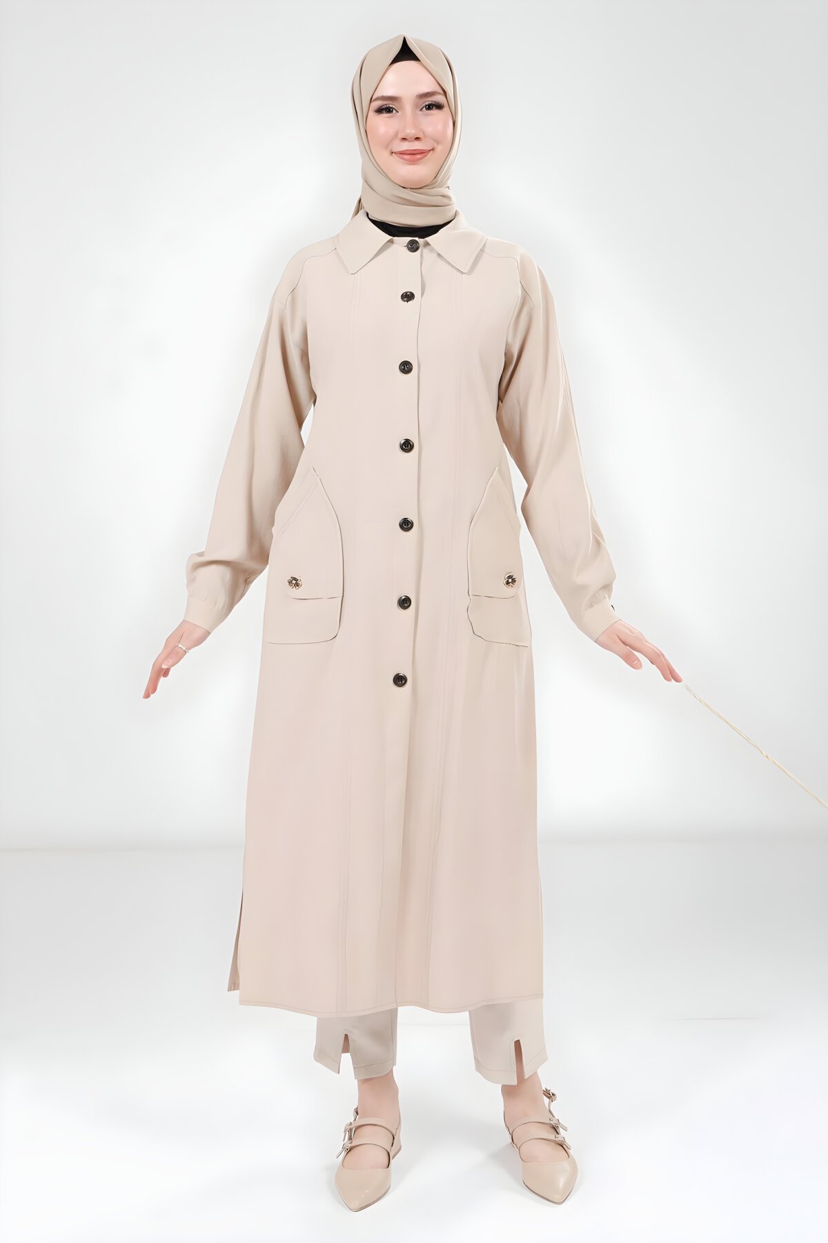 Bej Cep Aksesuarlı Giy Çık Kap - Beyza