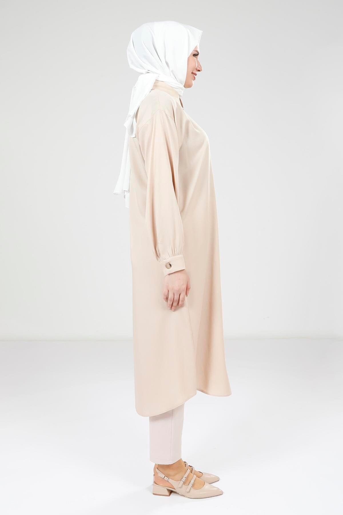 Easy-Wear Buttoned Outerwear - Beige - Beyza