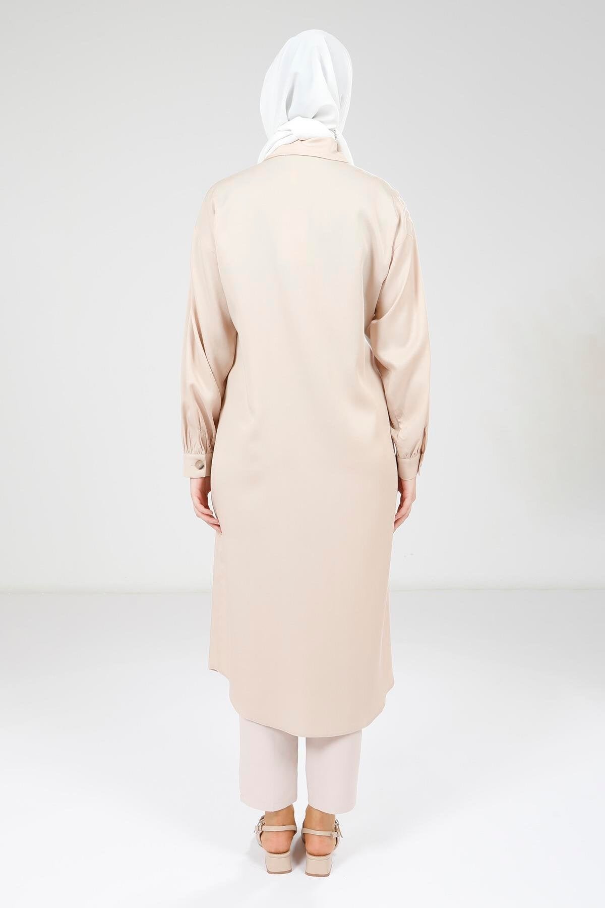 Easy-Wear Buttoned Outerwear - Beige - Beyza