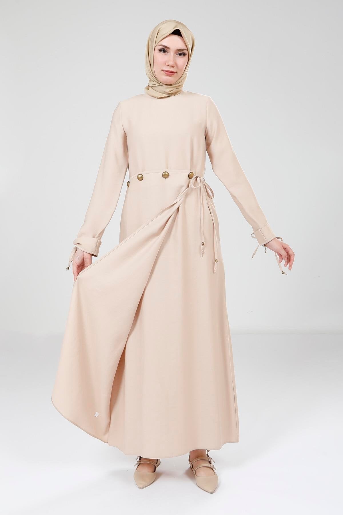 Modest Dress - Beige - Beyza