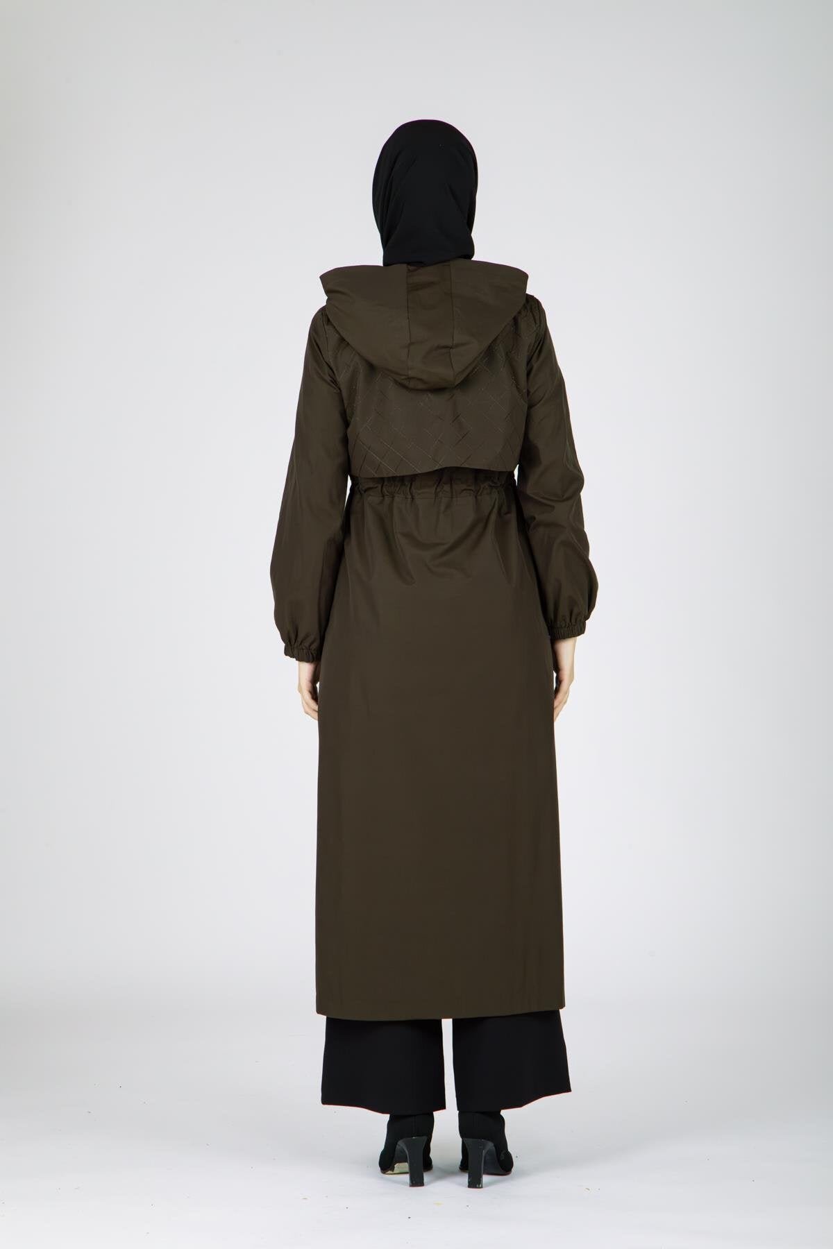 Detachable Hooded Trench Coat - Khaki - Beyza