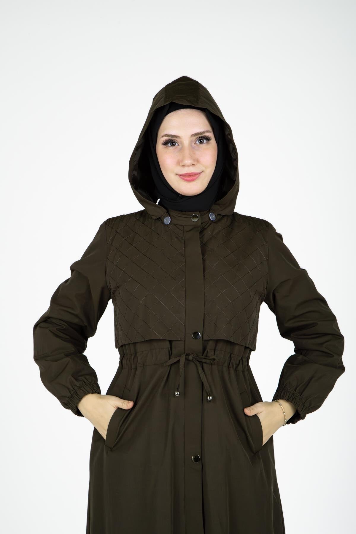 Detachable Hooded Trench Coat - Khaki - Beyza