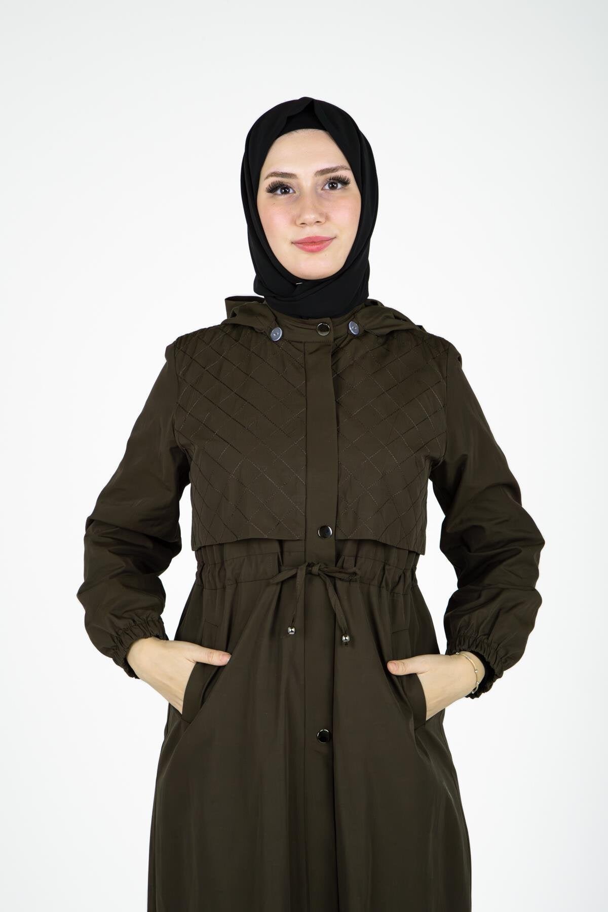 Detachable Hooded Trench Coat - Khaki - Beyza