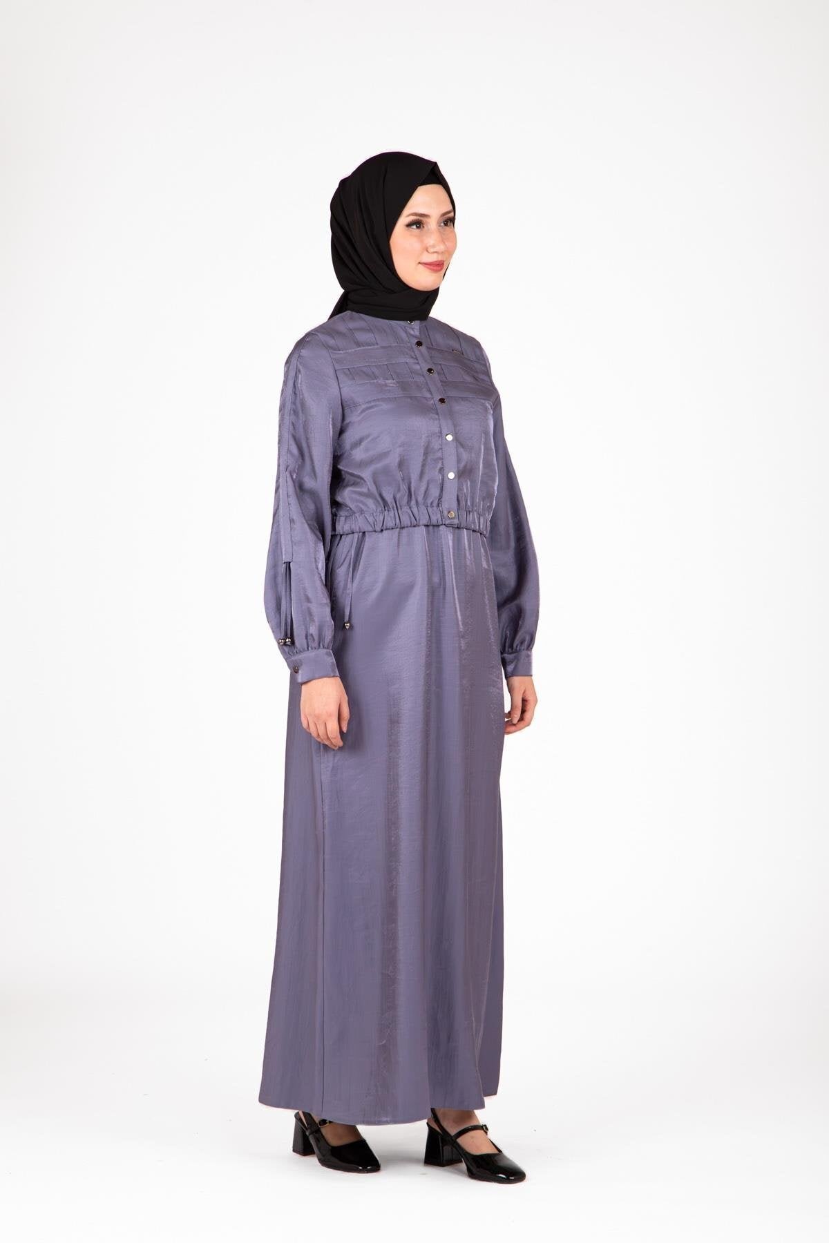 Shiny Fabric Jacketed Suit - Indigo - Beyza