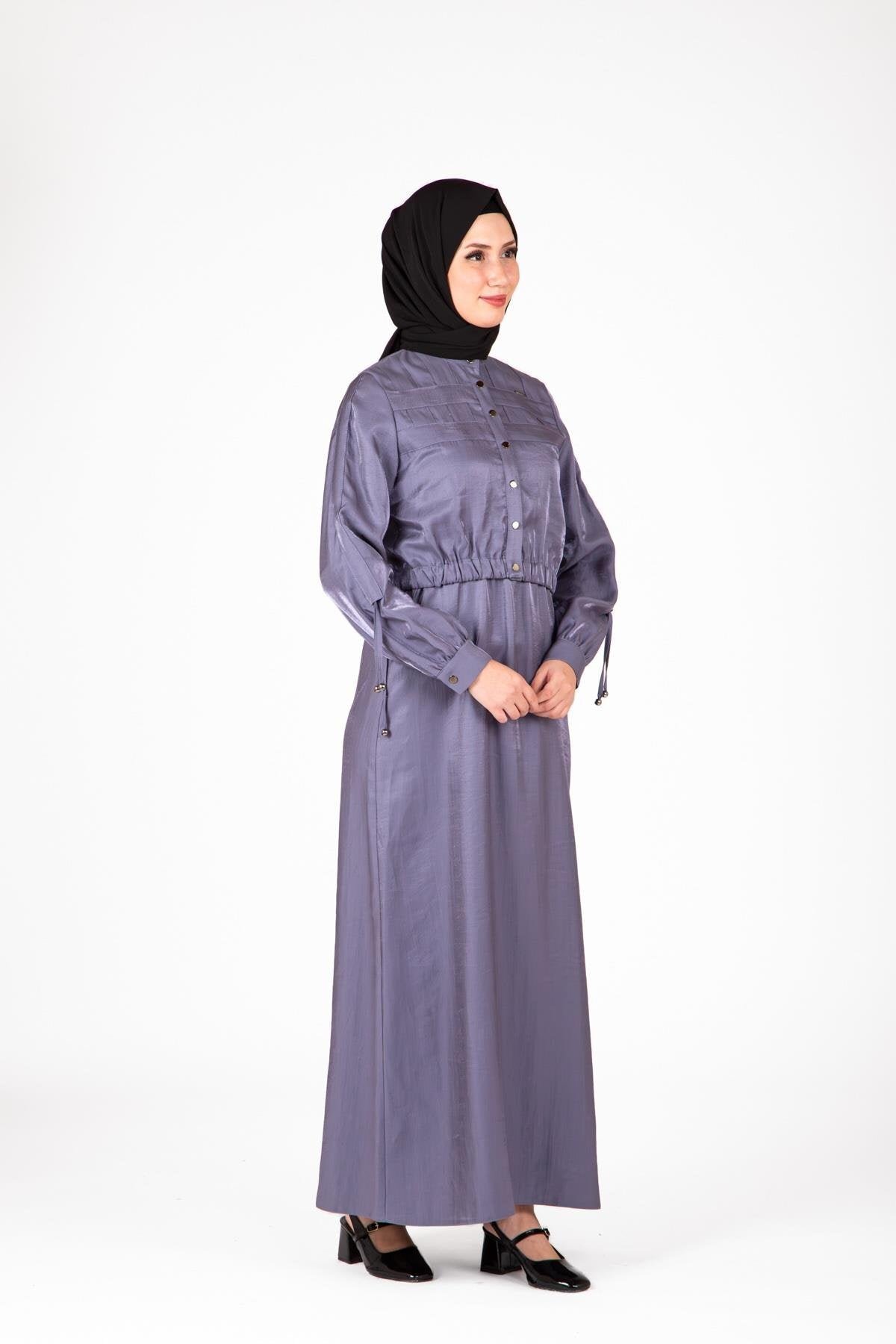 Shiny Fabric Jacketed Suit - Indigo - Beyza