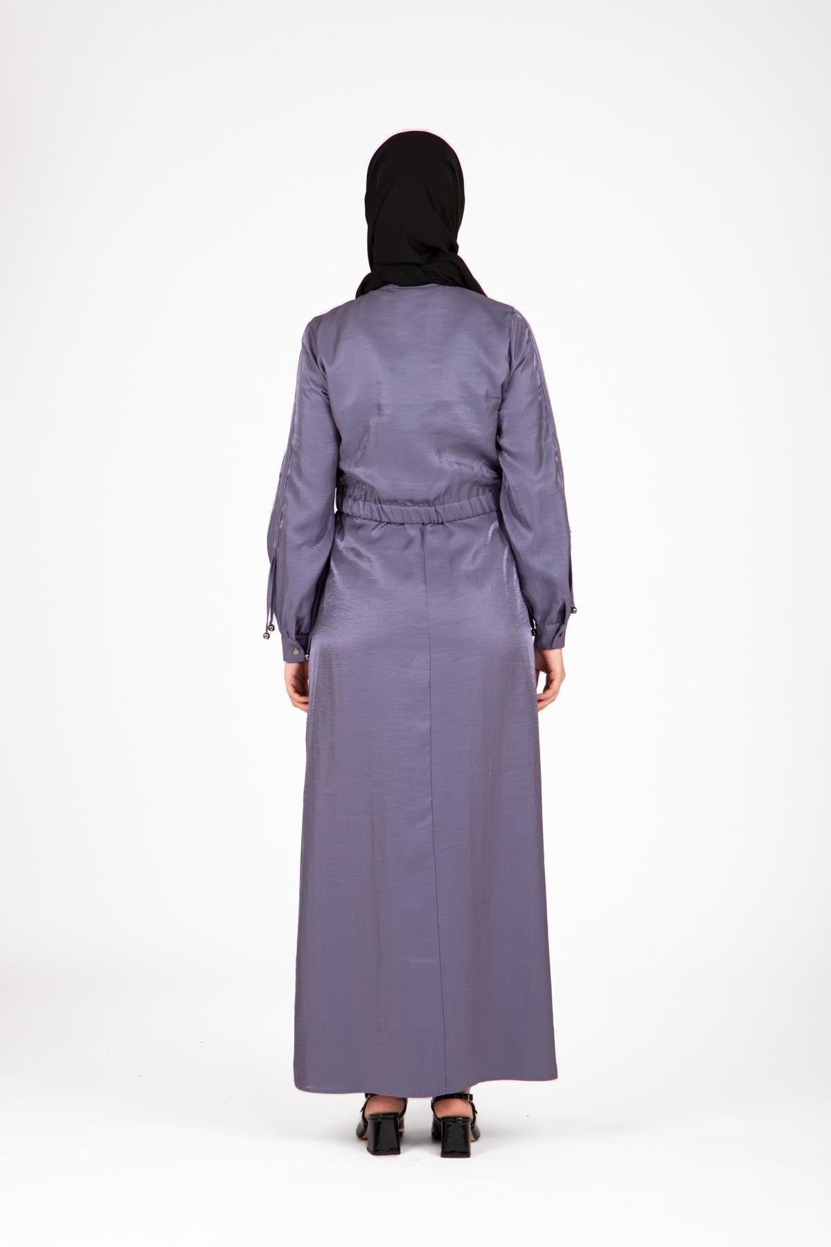 Shiny Fabric Jacketed Suit - Indigo - Beyza