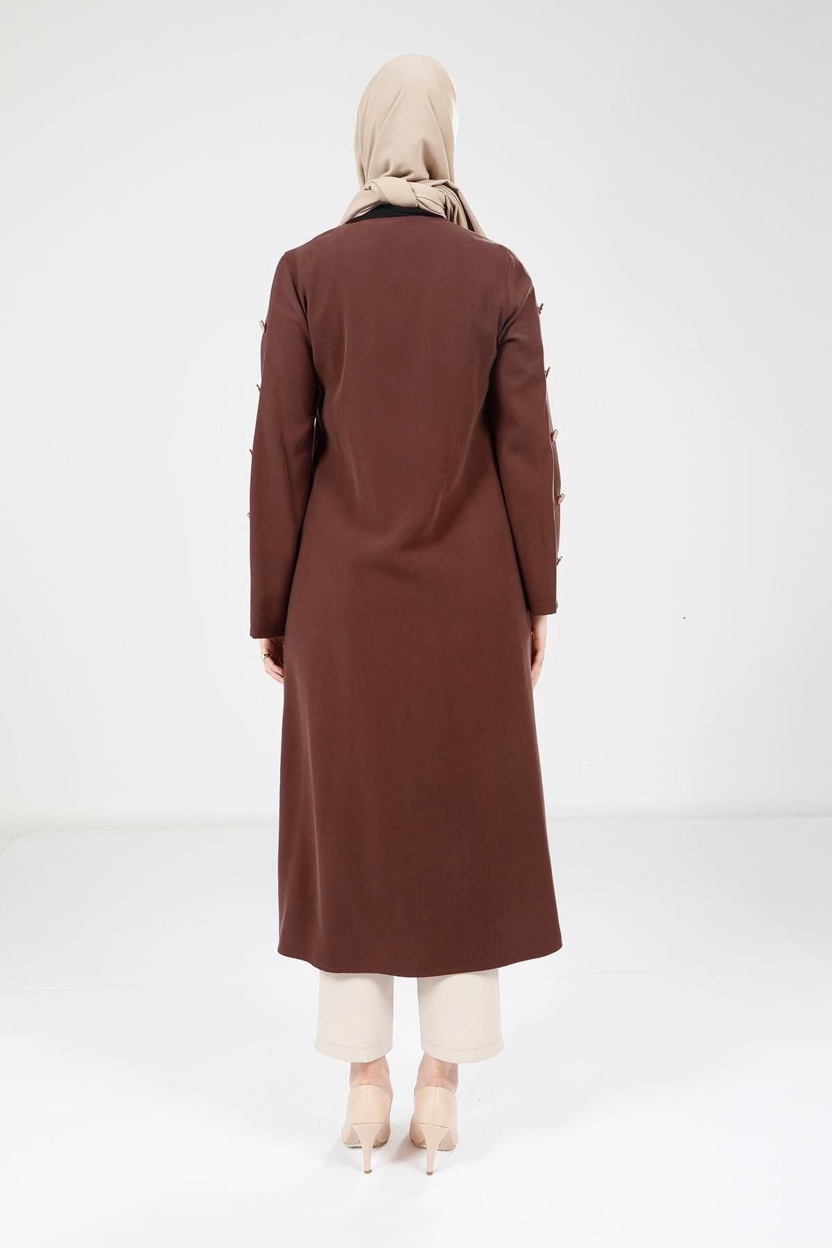 Wear-and-Go Button Detail Overcoat - Coffee - Beyza