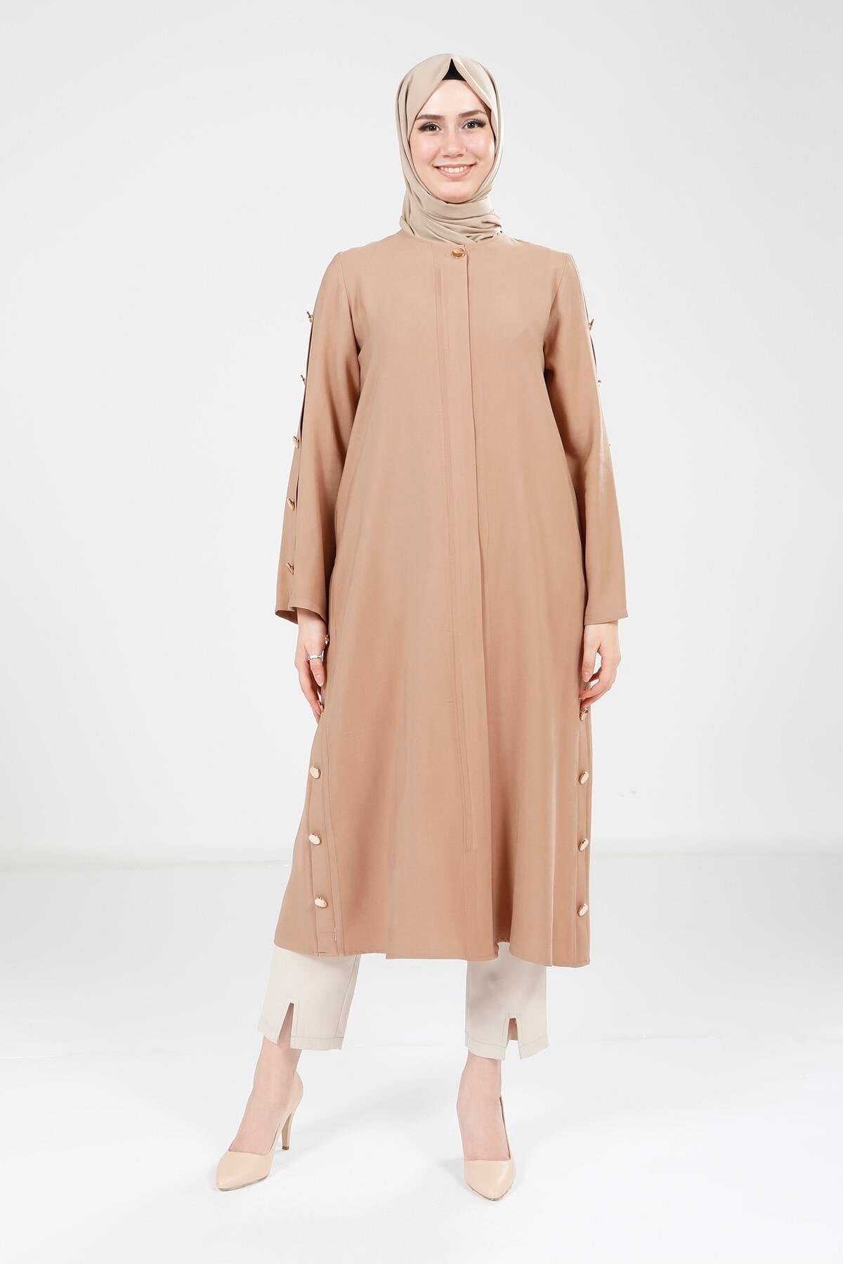 Wear-and-Go Button Detail Overcoat - Coffee - Beyza