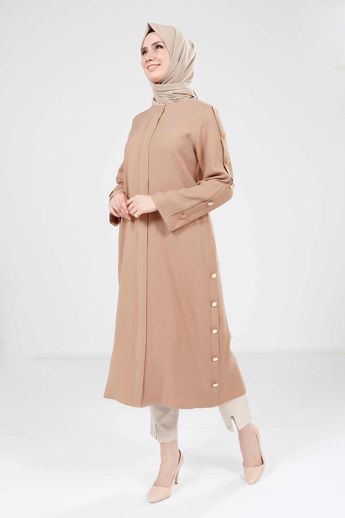 Wear-and-Go Button Detail Overcoat - Coffee - Beyza
