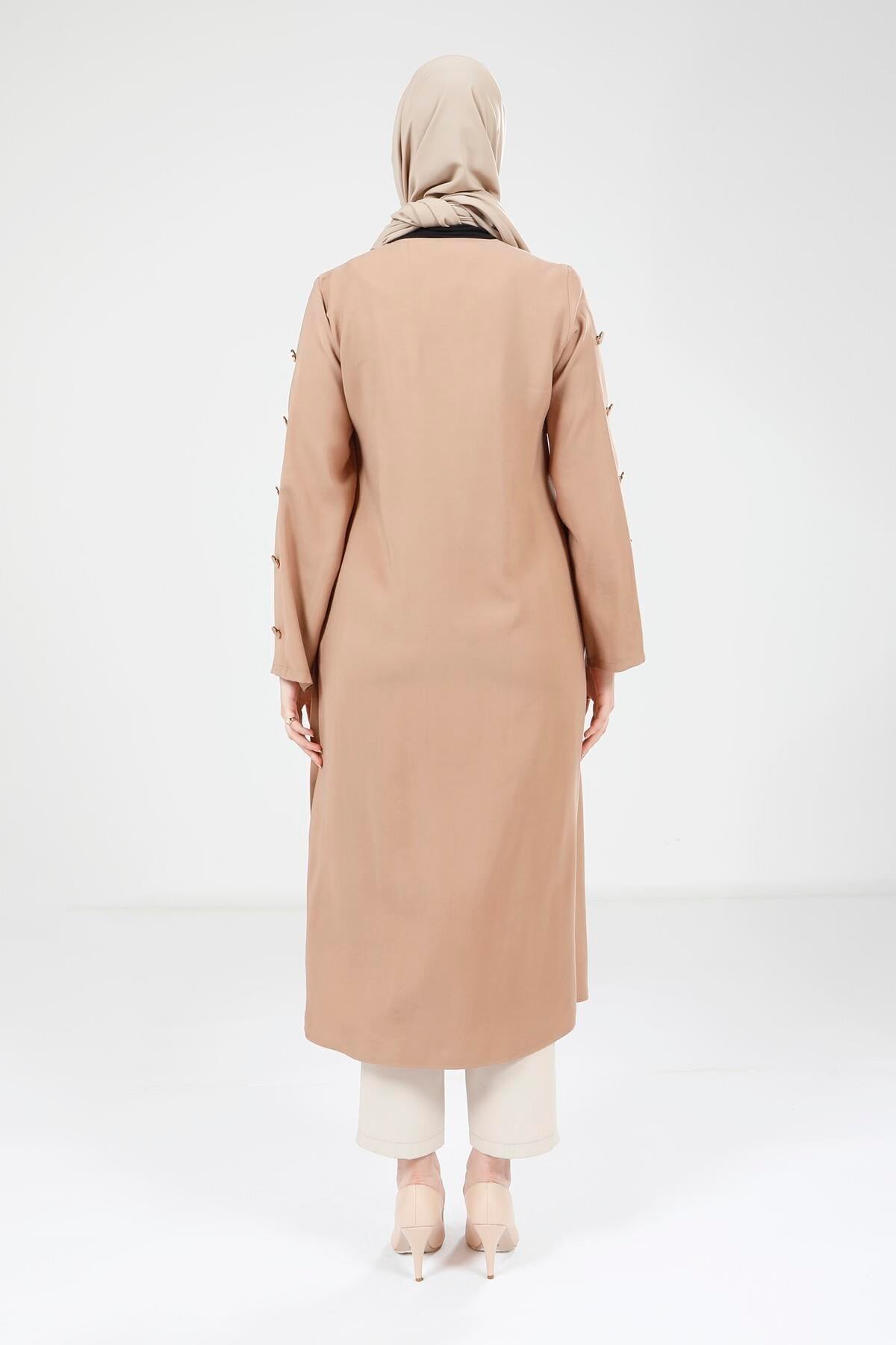 Wear-and-Go Button Detail Overcoat - Coffee - Beyza
