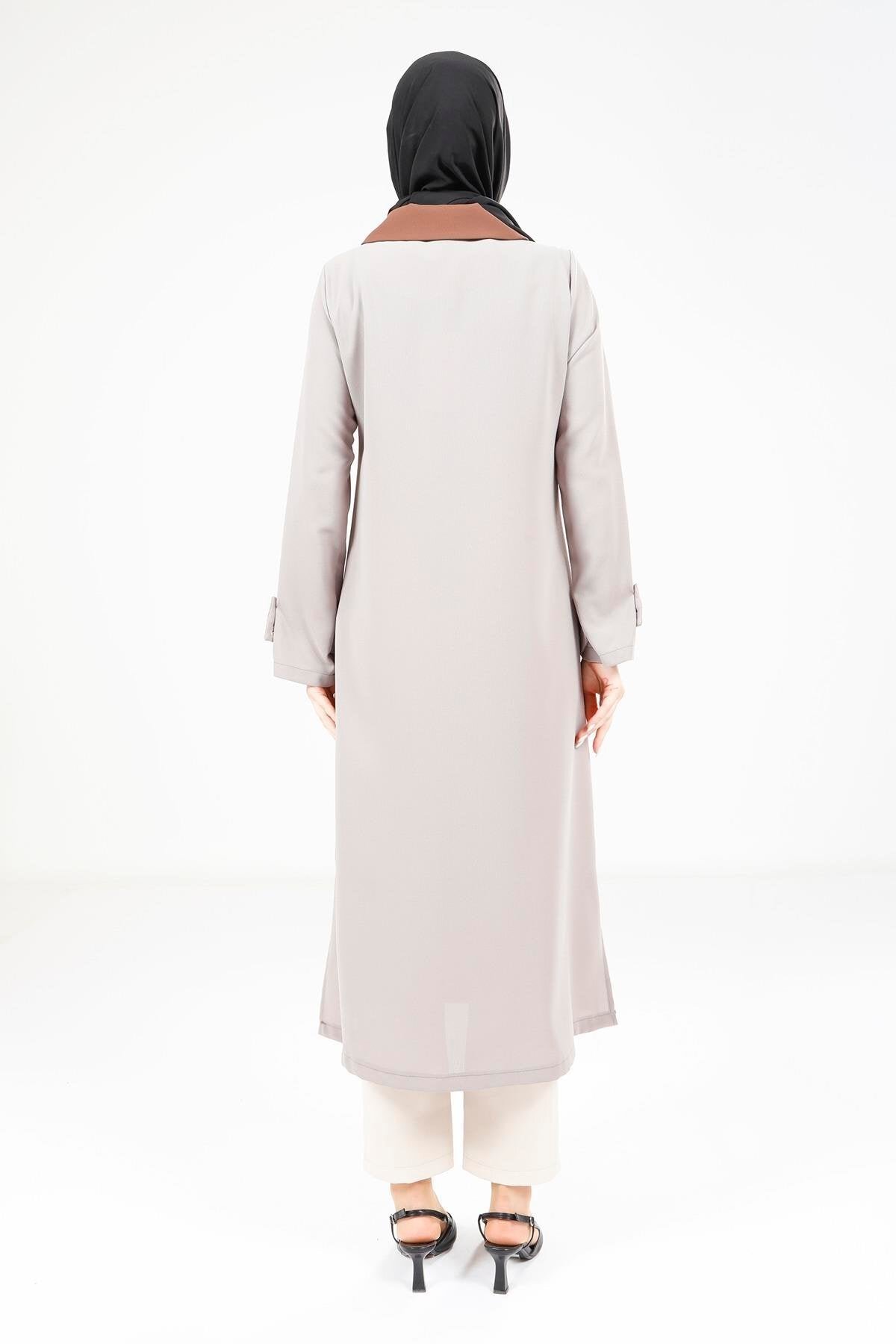 Long Ready-to-Wear Collared Overcoat - Brown - Beyza