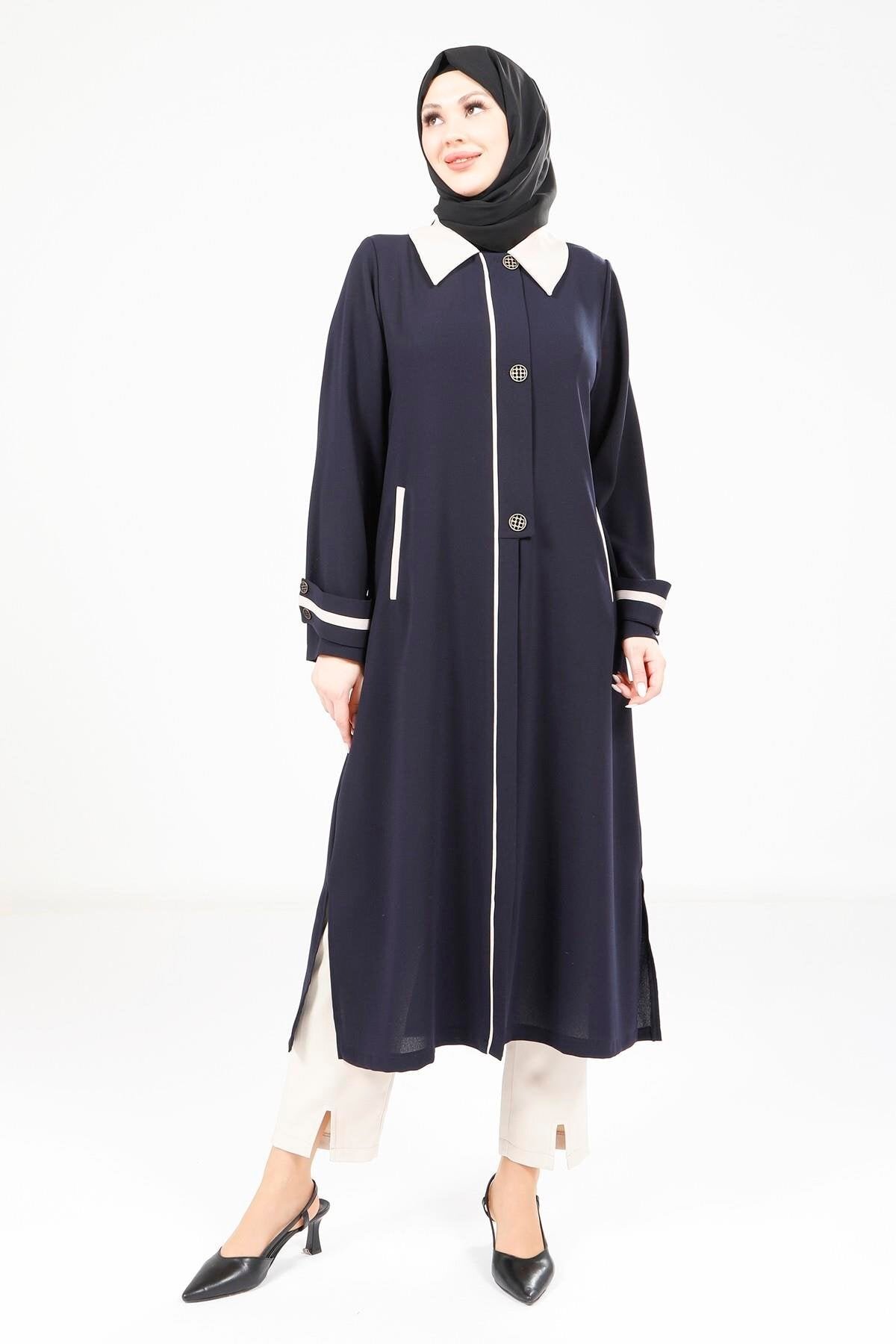 Long Ready-to-Wear Collared Overcoat - Brown - Beyza