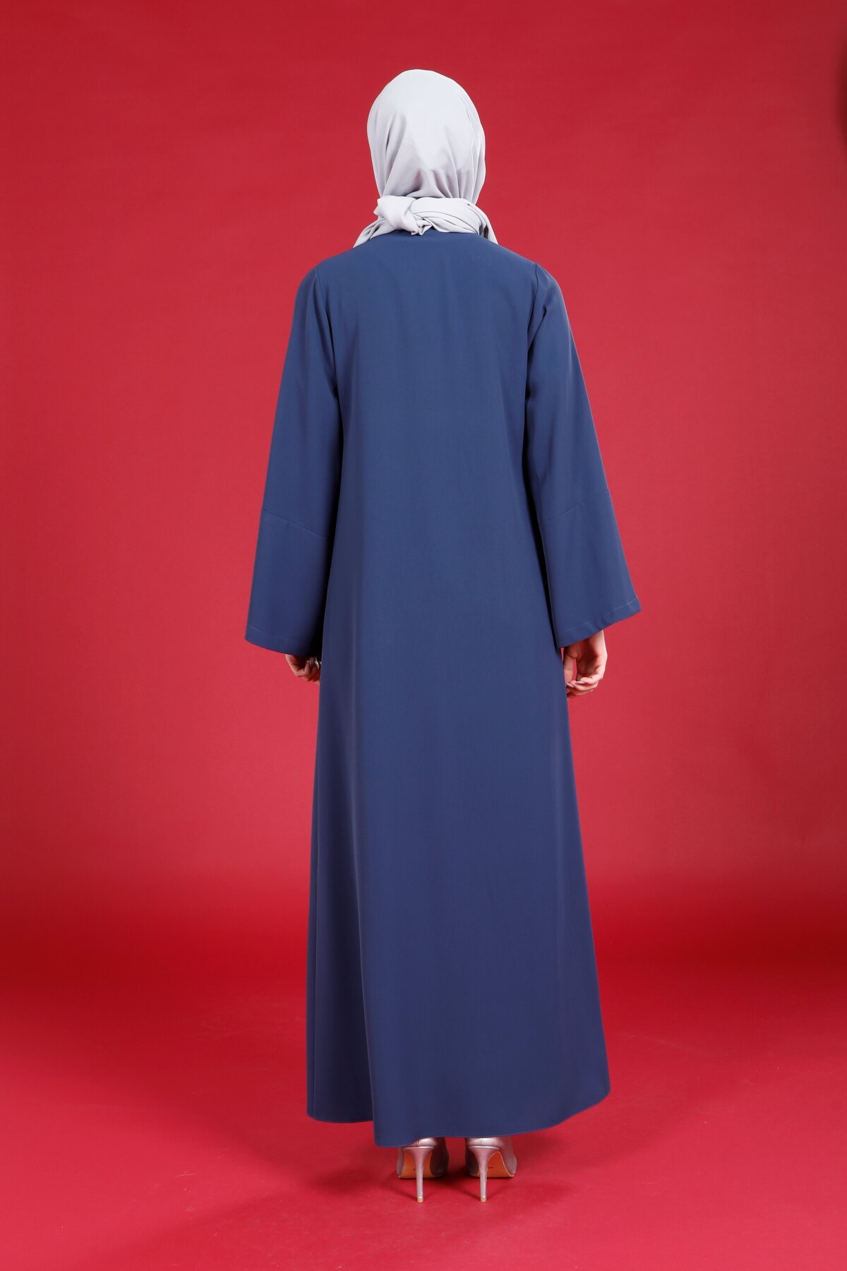Wide Cuff Front-Tie Ferace - Navy Blue - Beyza