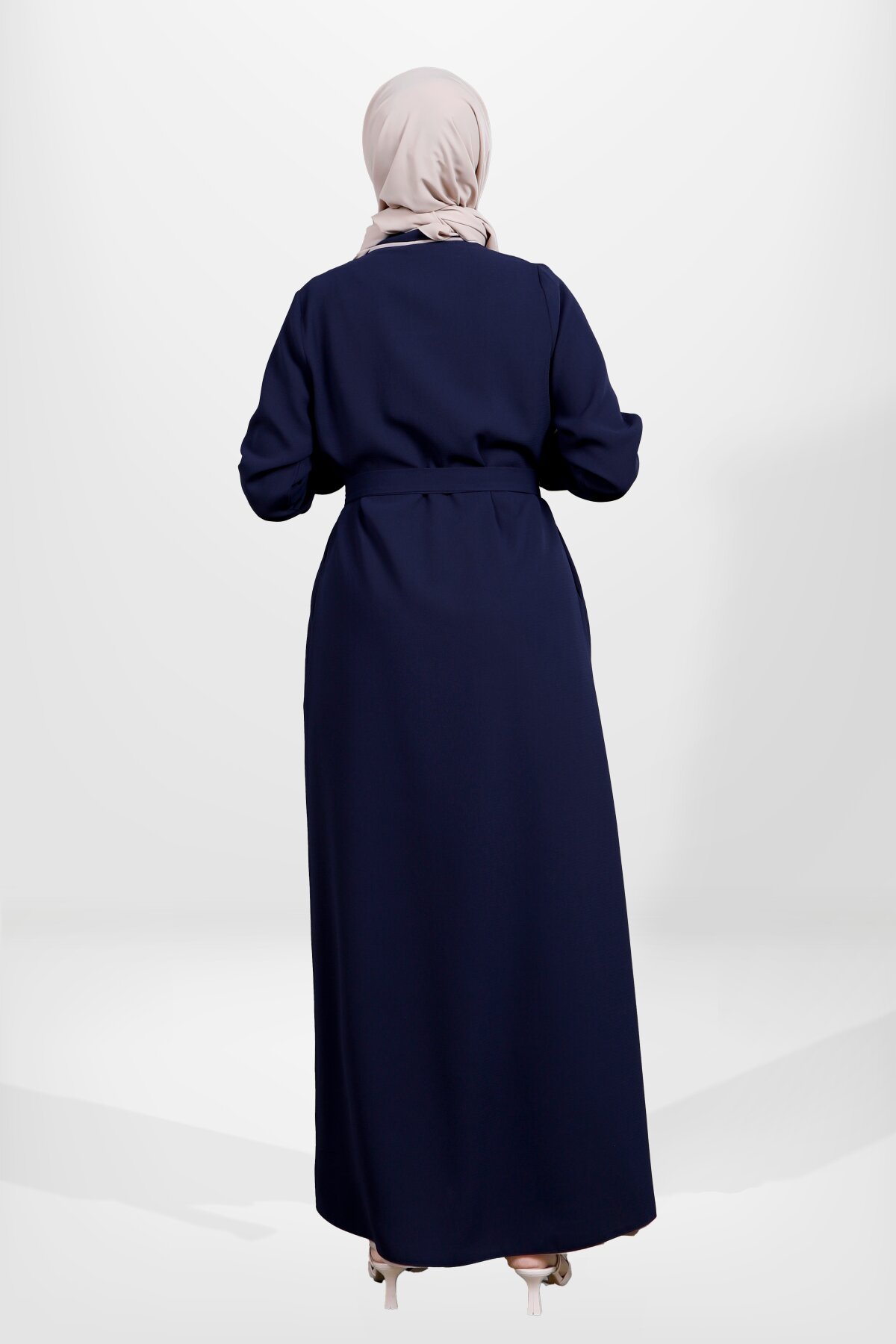 Two-Piece Brooch Detailed Double Piping Ferace Set - Navy Blue - Beyza