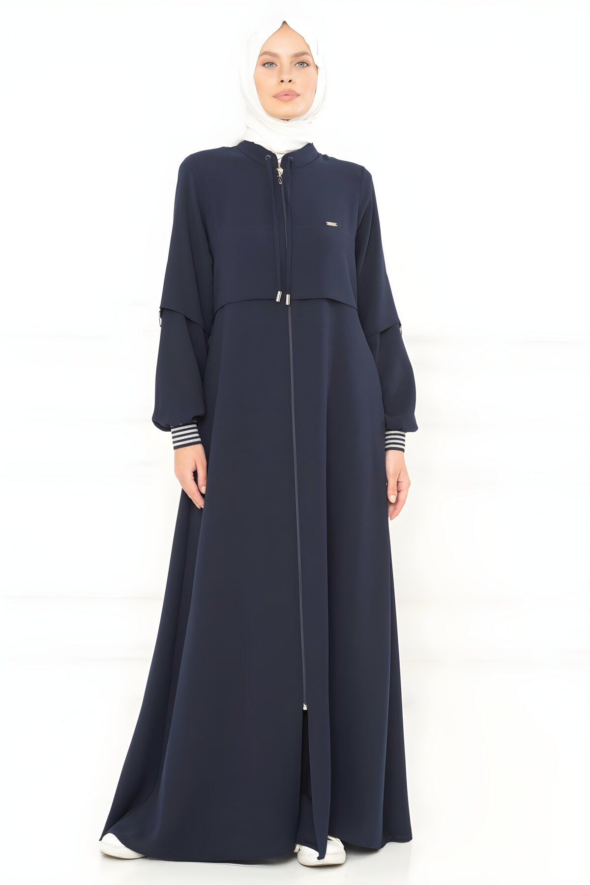 Lacivert Spor Ribanalı Ferace - Beyza