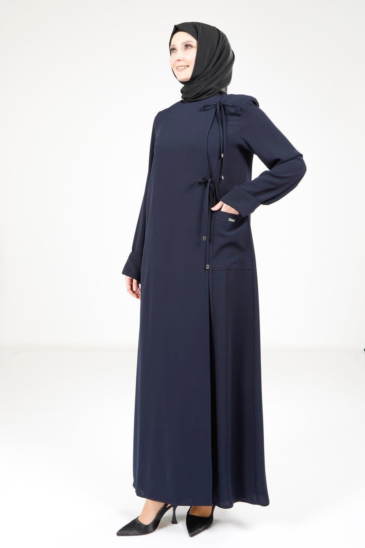 Side Tie Detail Ferace - Navy Blue - Beyza
