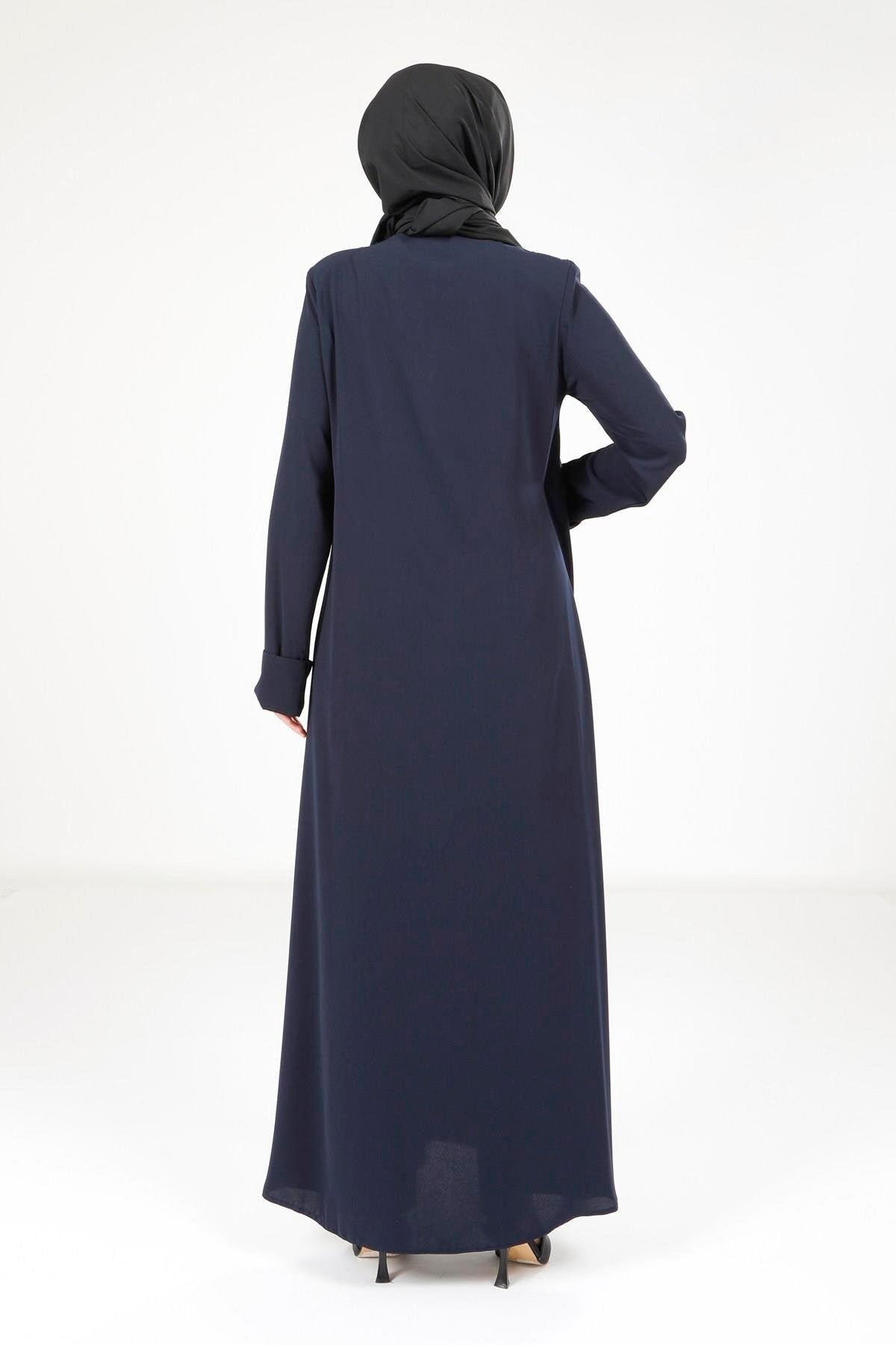 Side Tie Detail Ferace - Navy Blue - Beyza