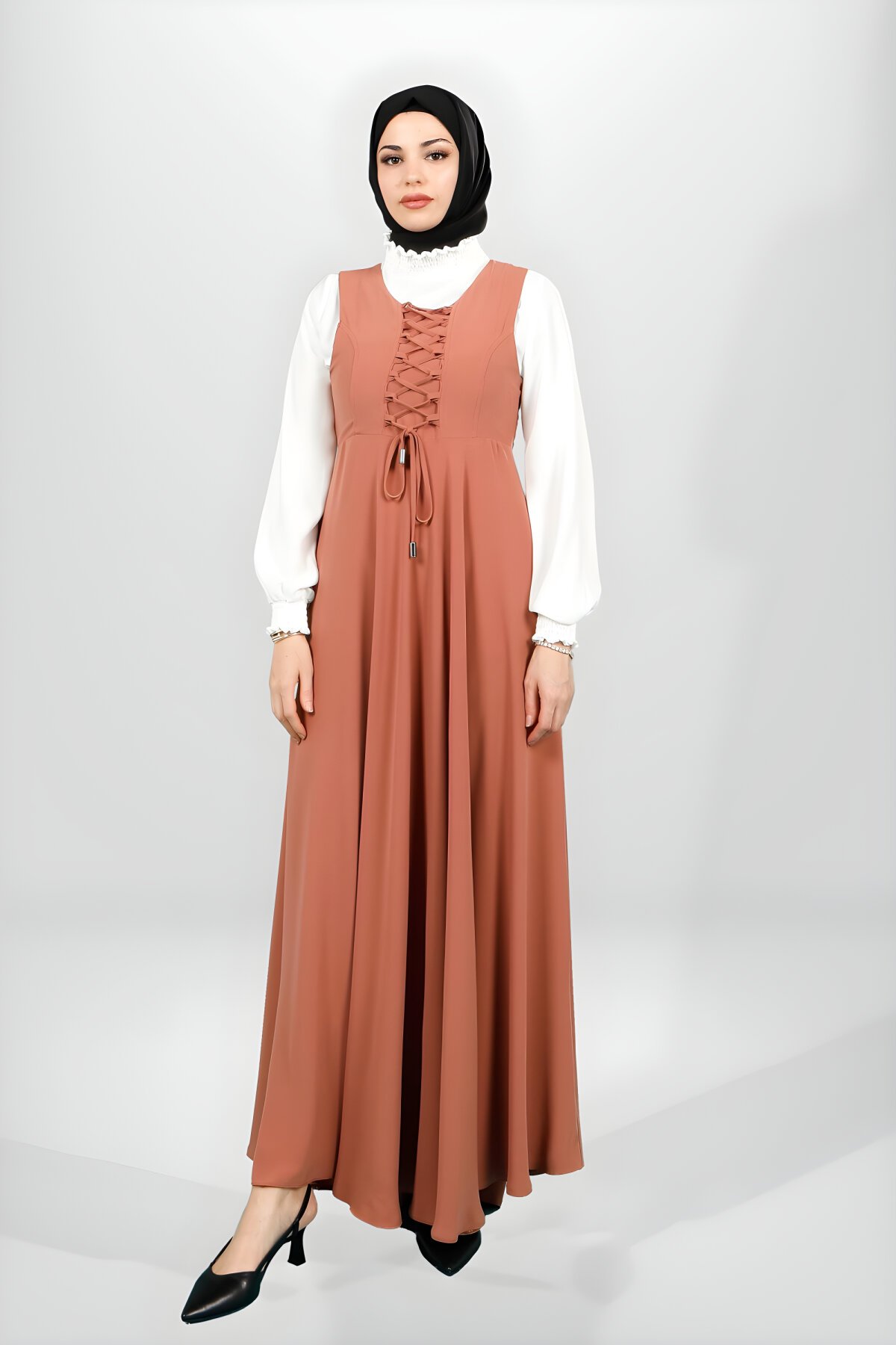 Mint Tarçın Bağcık Detaylı İkili Tesettür Takım - Beyza