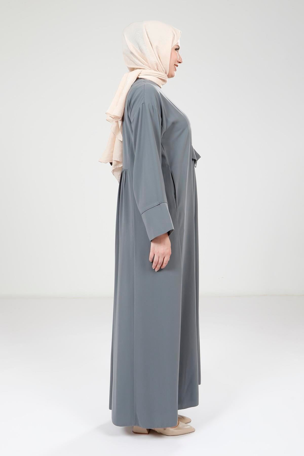 Modest Snap-Button Dress - Mint Green - Beyza