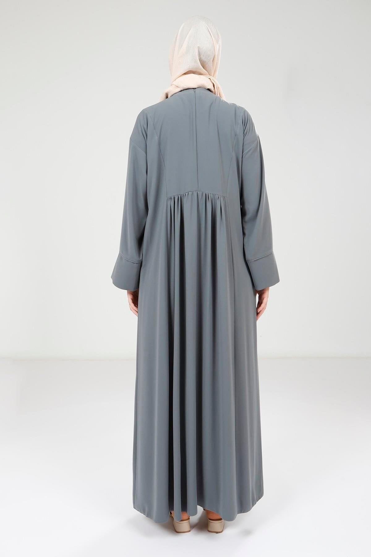 Modest Snap-Button Dress - Mint Green - Beyza