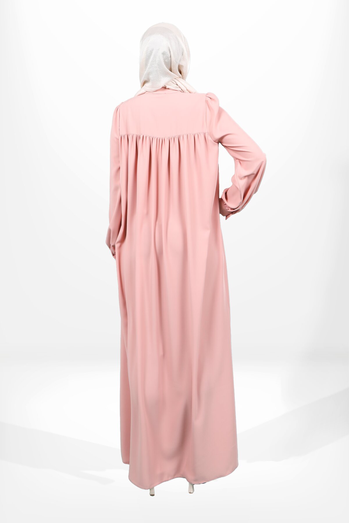 Yoked Buttoned-Cuff Modest Dress - Mint Green - Beyza