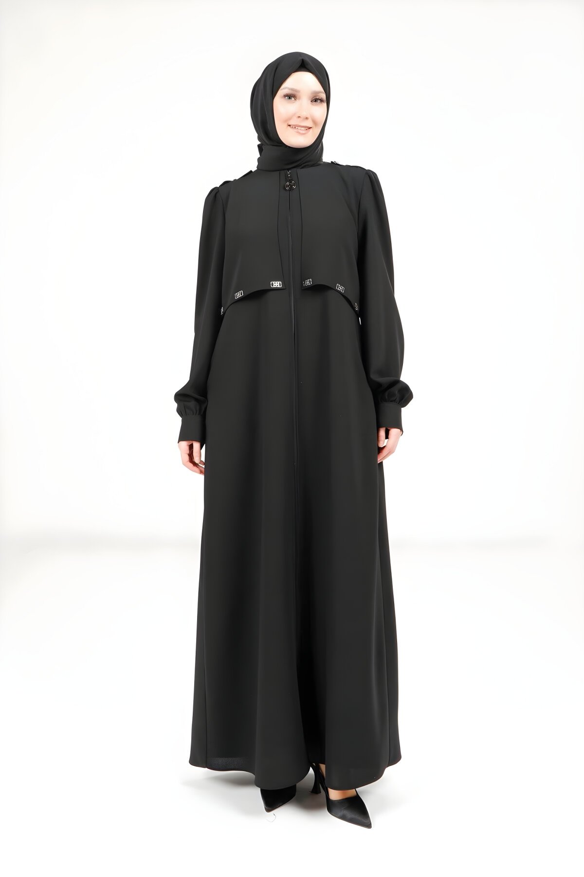 Siyah Apoletli Ferace - Beyza