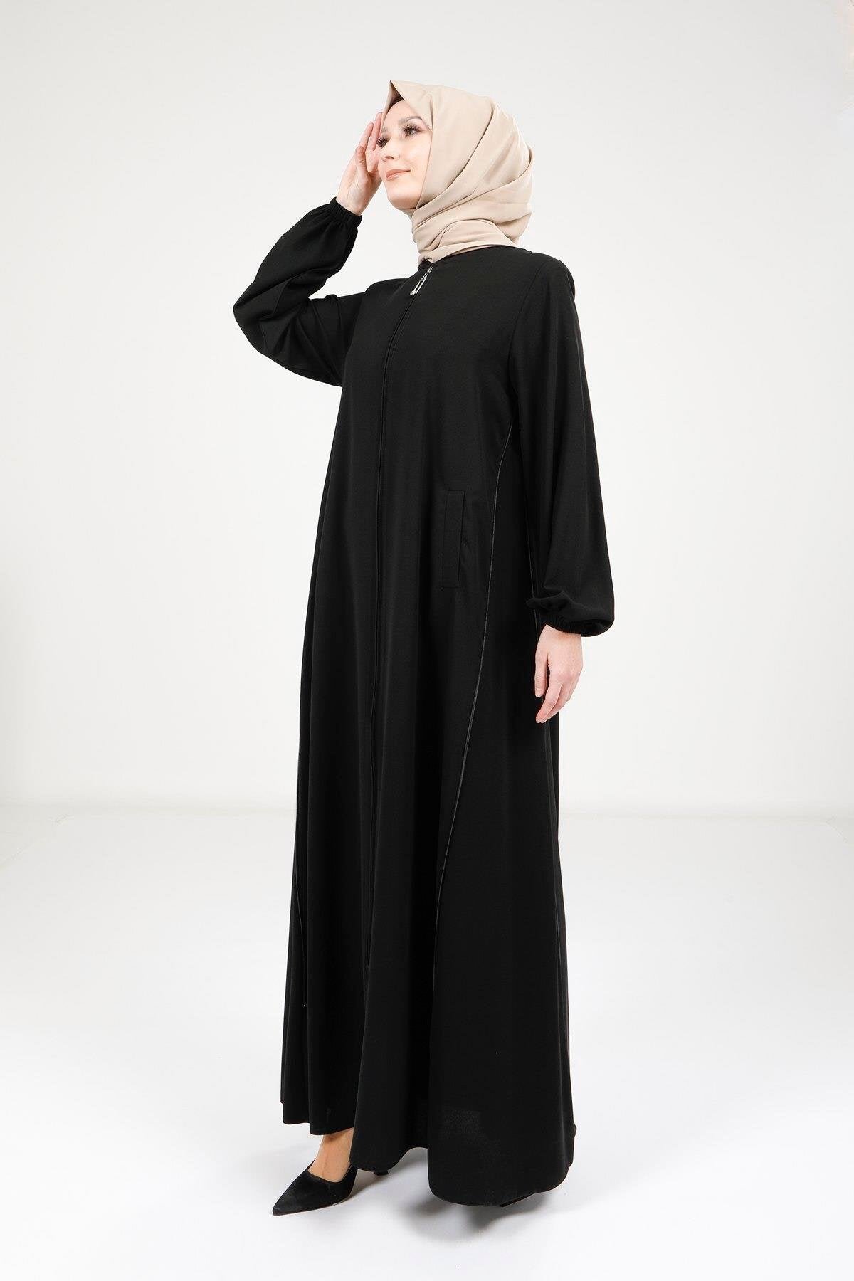 Dual-Zippered Ferace - Black - Beyza