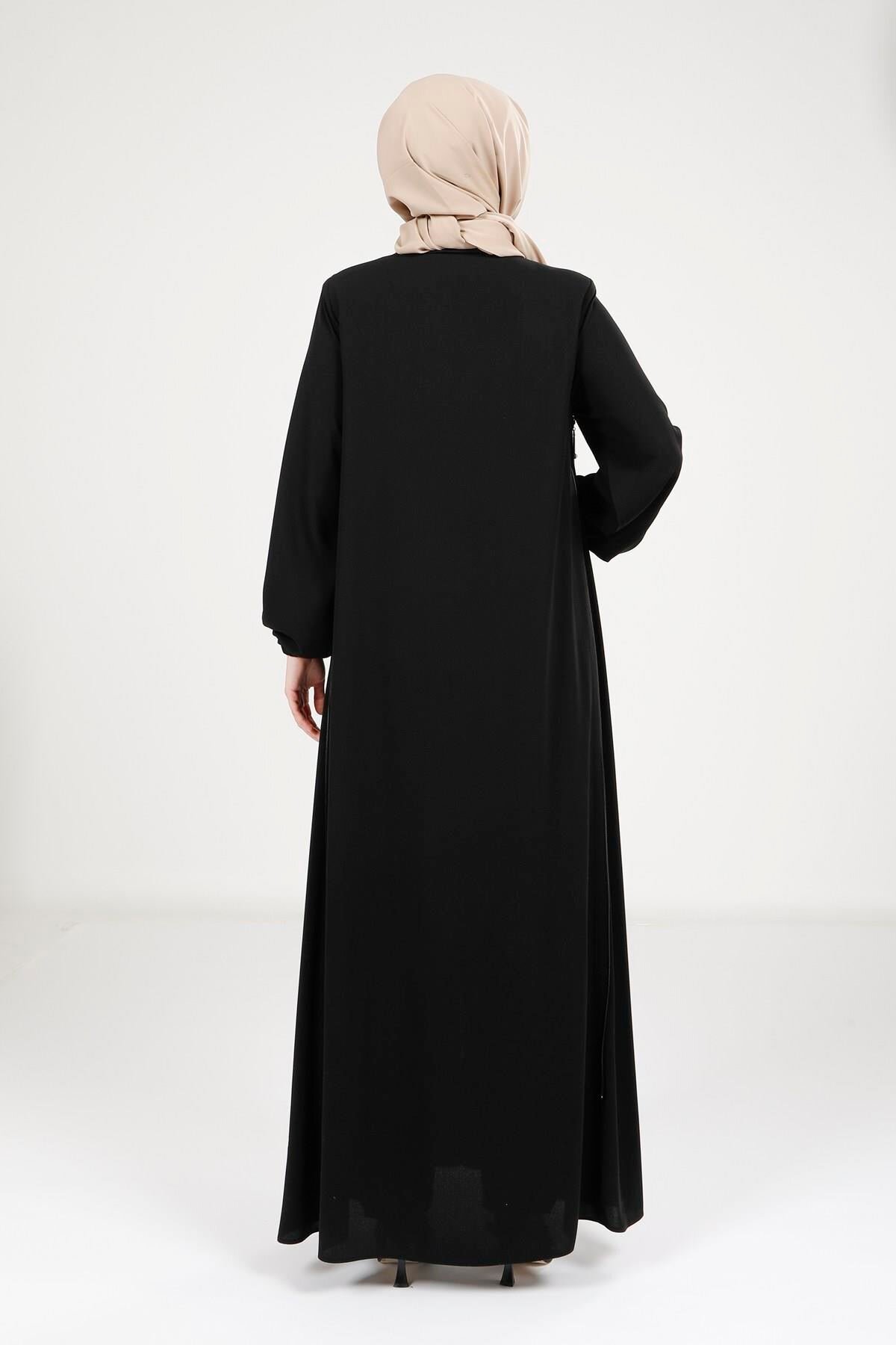 Dual-Zippered Ferace - Black - Beyza