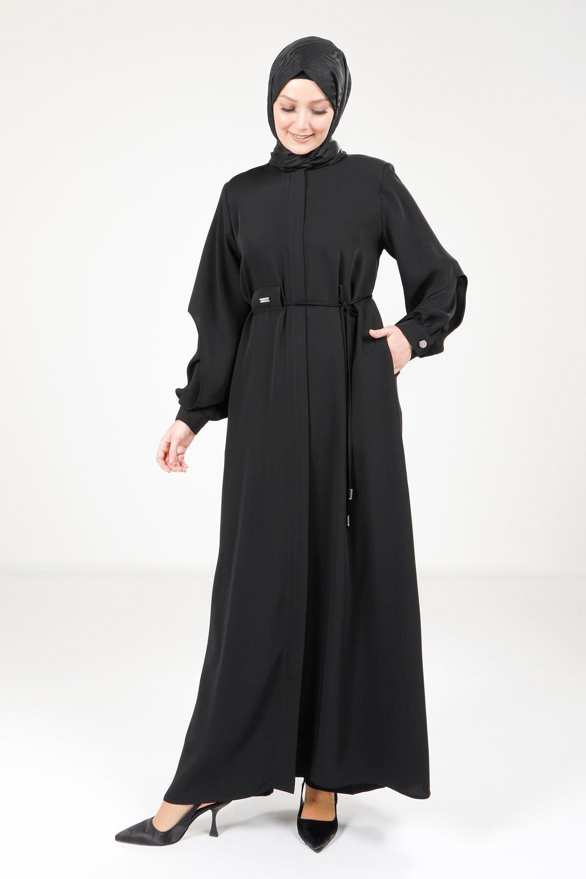 Double Sleeve Abaya - Black - Beyza
