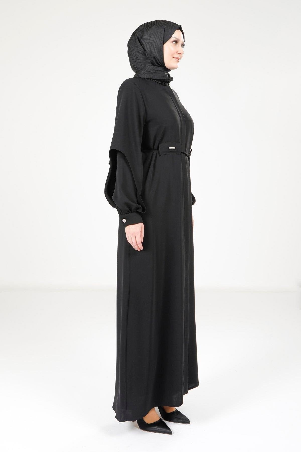 Double Sleeve Abaya - Black - Beyza