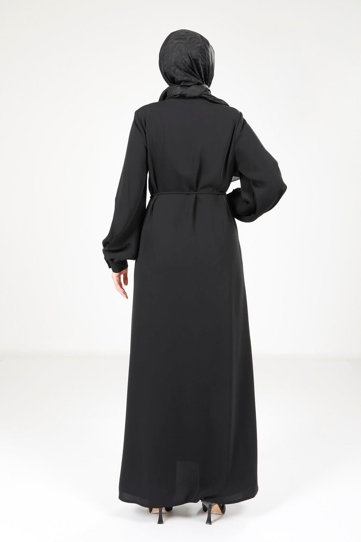 Double Sleeve Abaya - Black - Beyza