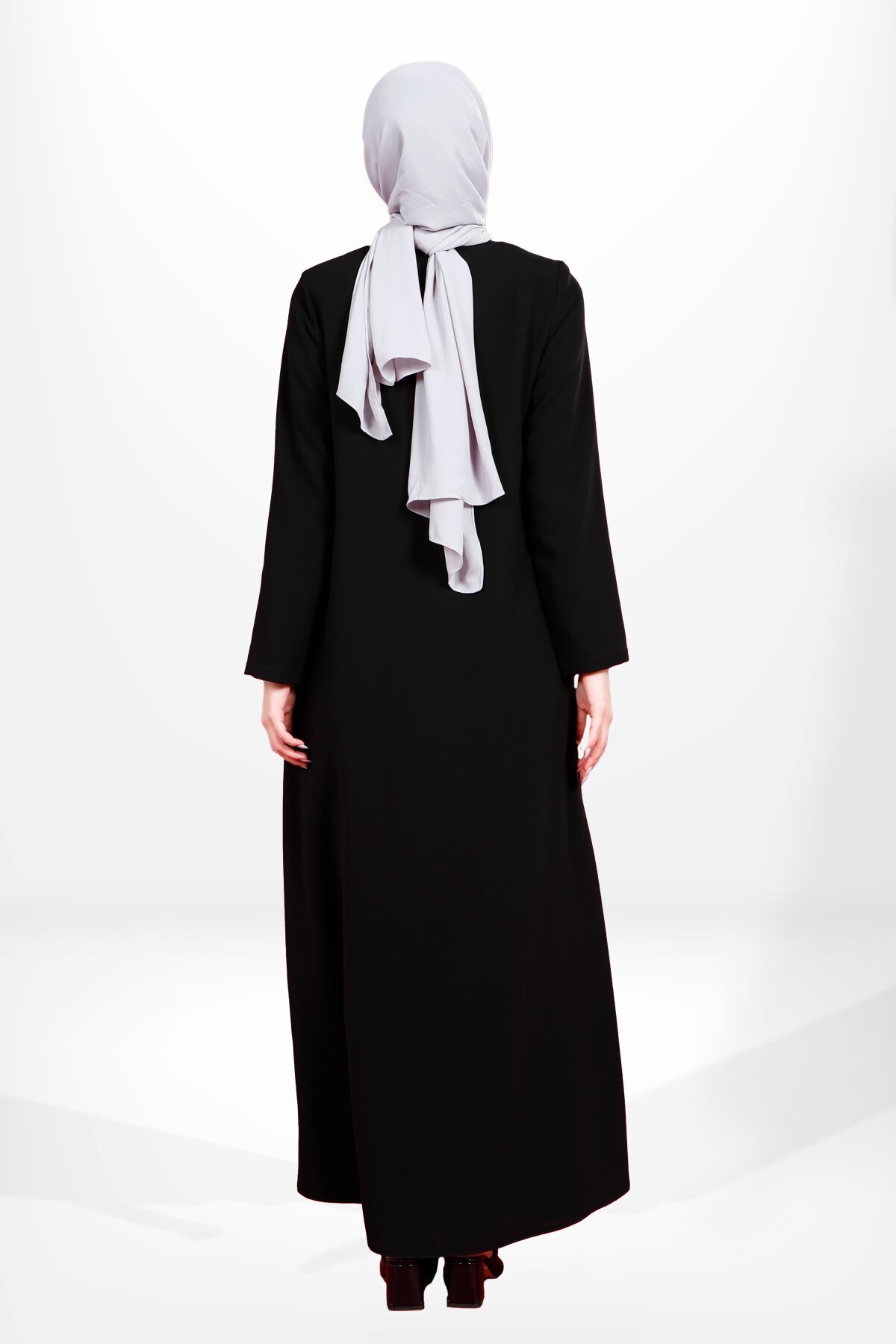 Pin-tuck Zippered Stone Detail Collar Ferace - Black - Beyza