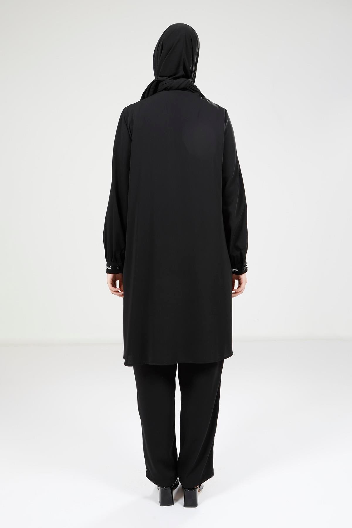 Blouse and Pants Modest Set - Black - Beyza