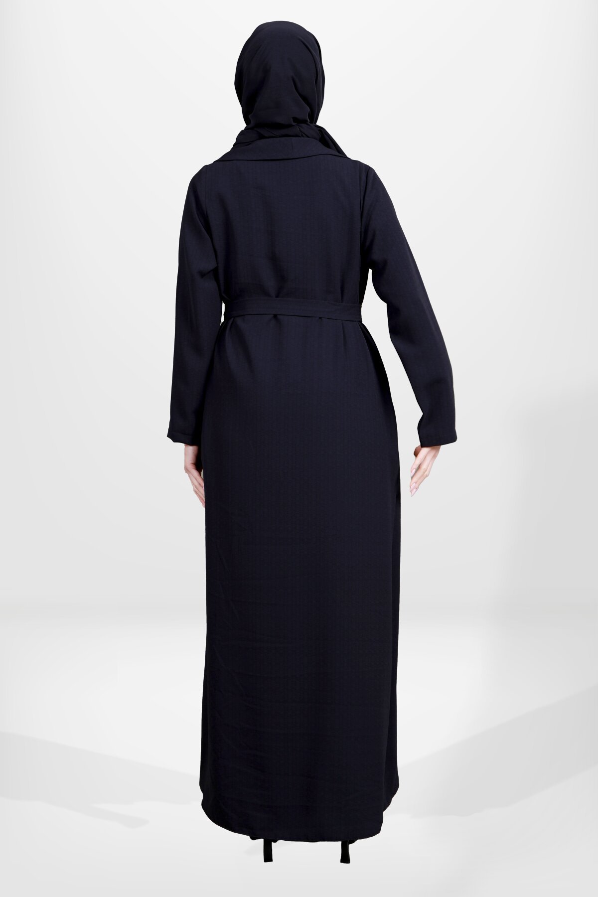 Shawl Collar Brooch Detailed Abaya - Black - Beyza