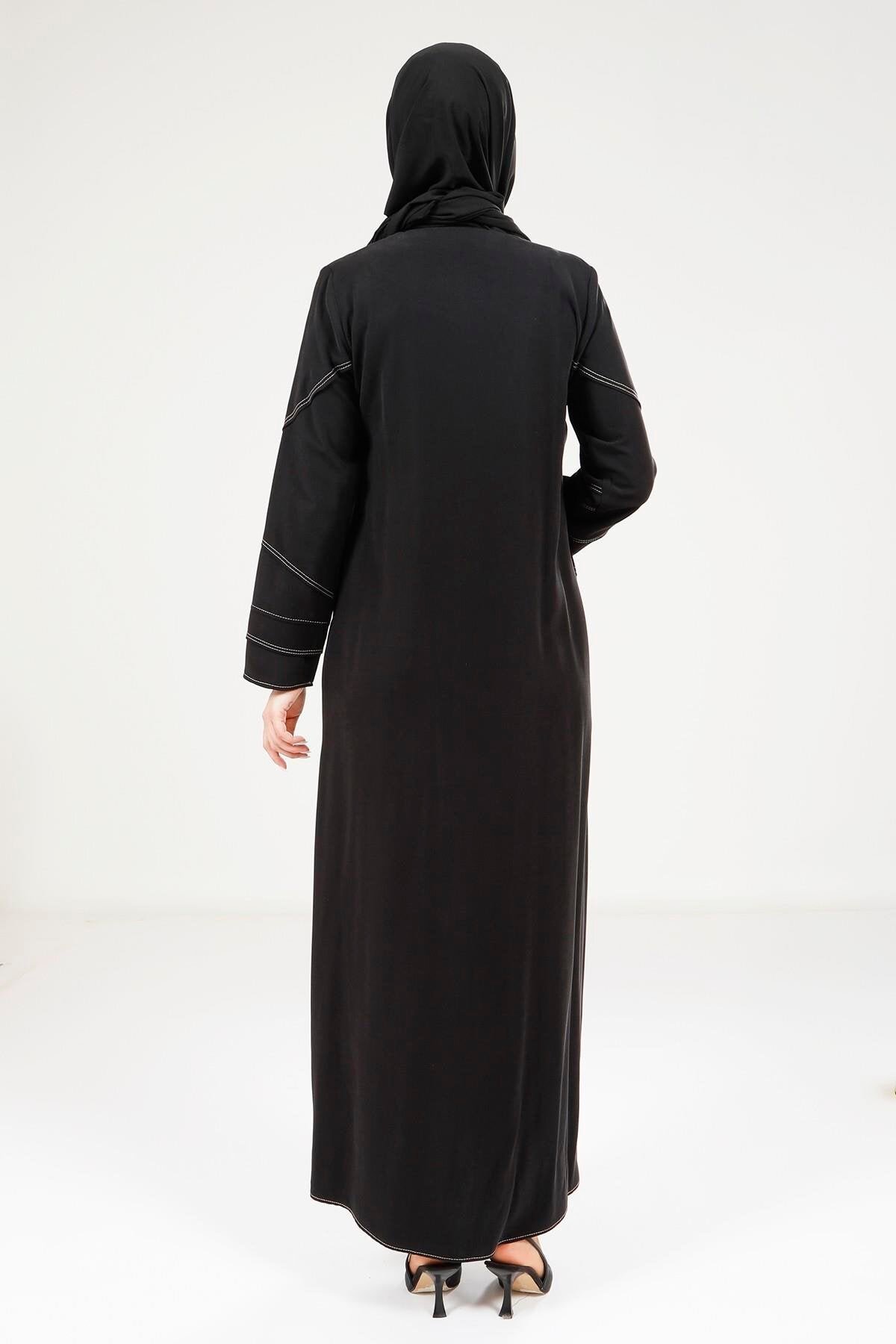 Sport Stitch Detail Abaya - Black - Beyza
