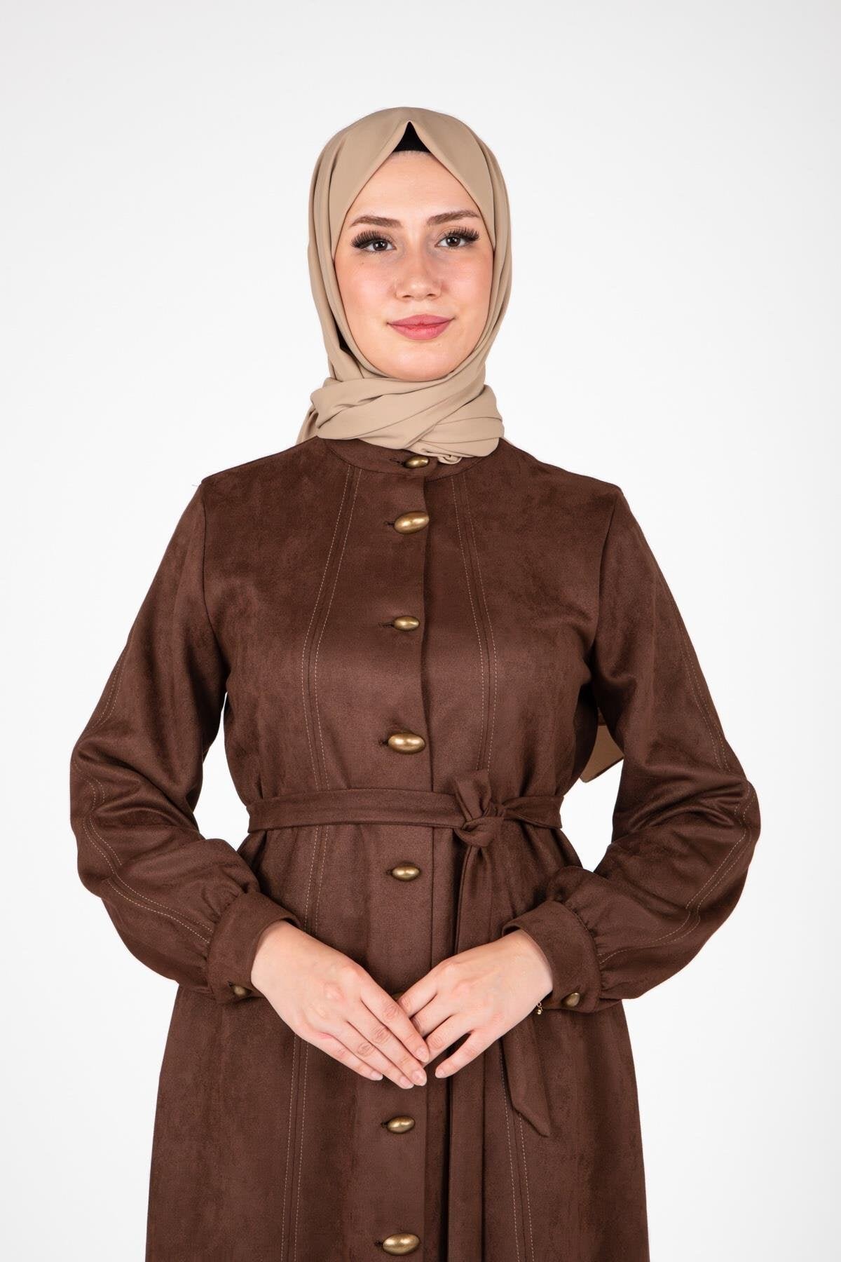Siyah Süet Kumaş Düğmeli Giyçık - Beyza