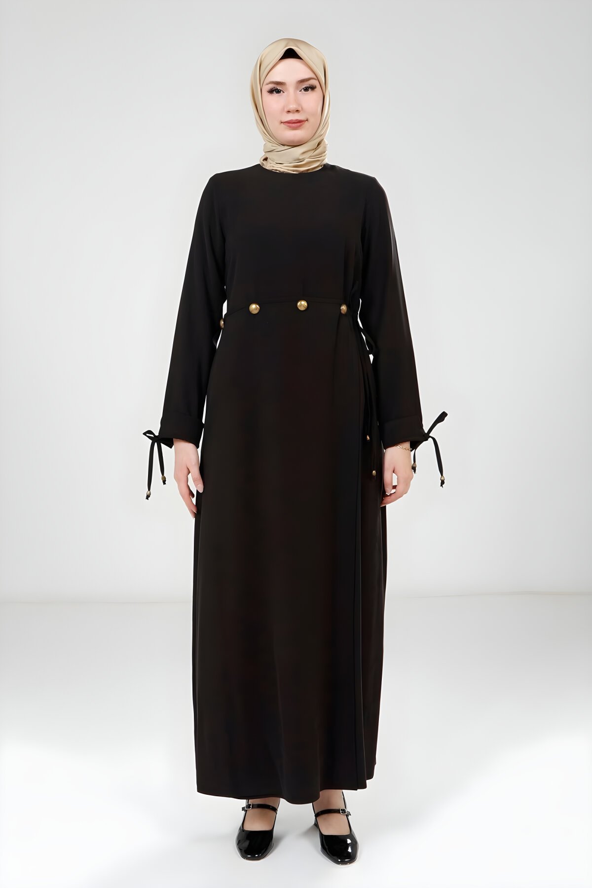 Siyah Tesettür Elbise - Beyza