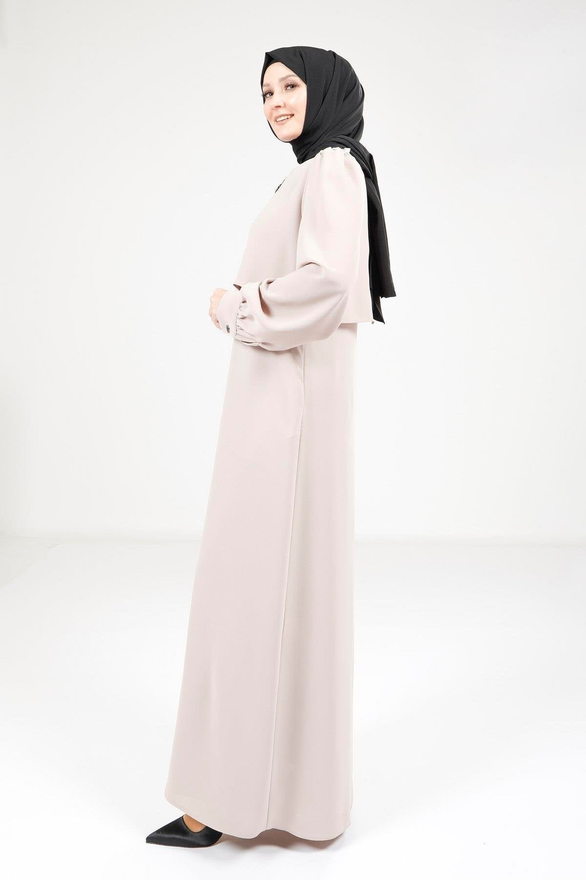 Stone Epaulet Shoulder Abaya - Beyza