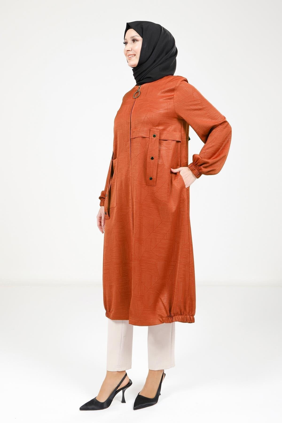 Easy-Wear Zip-Up Cover-Up - Orange - Beyza