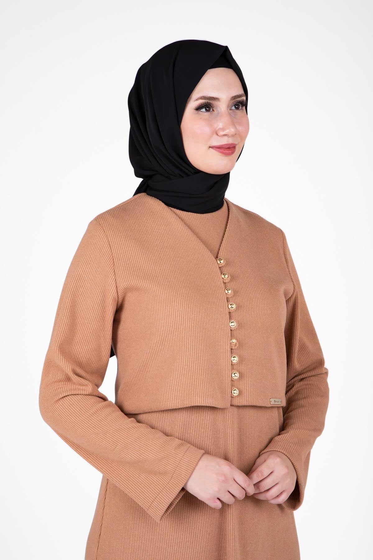 Vizon Örme Ceketli Elbise Takım - Beyza