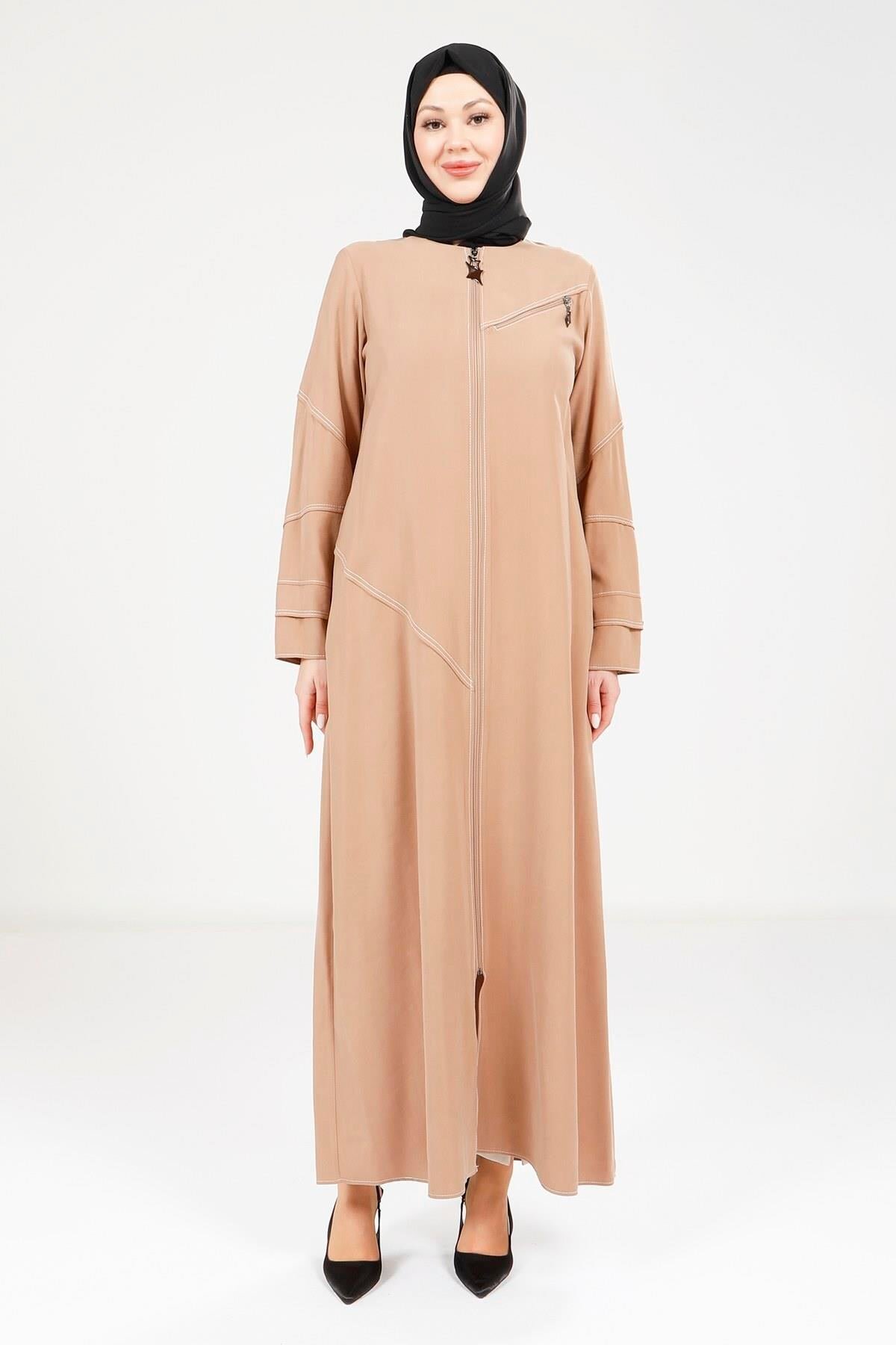 Sporty Stitch Detail Abaya - Taupe - Beyza