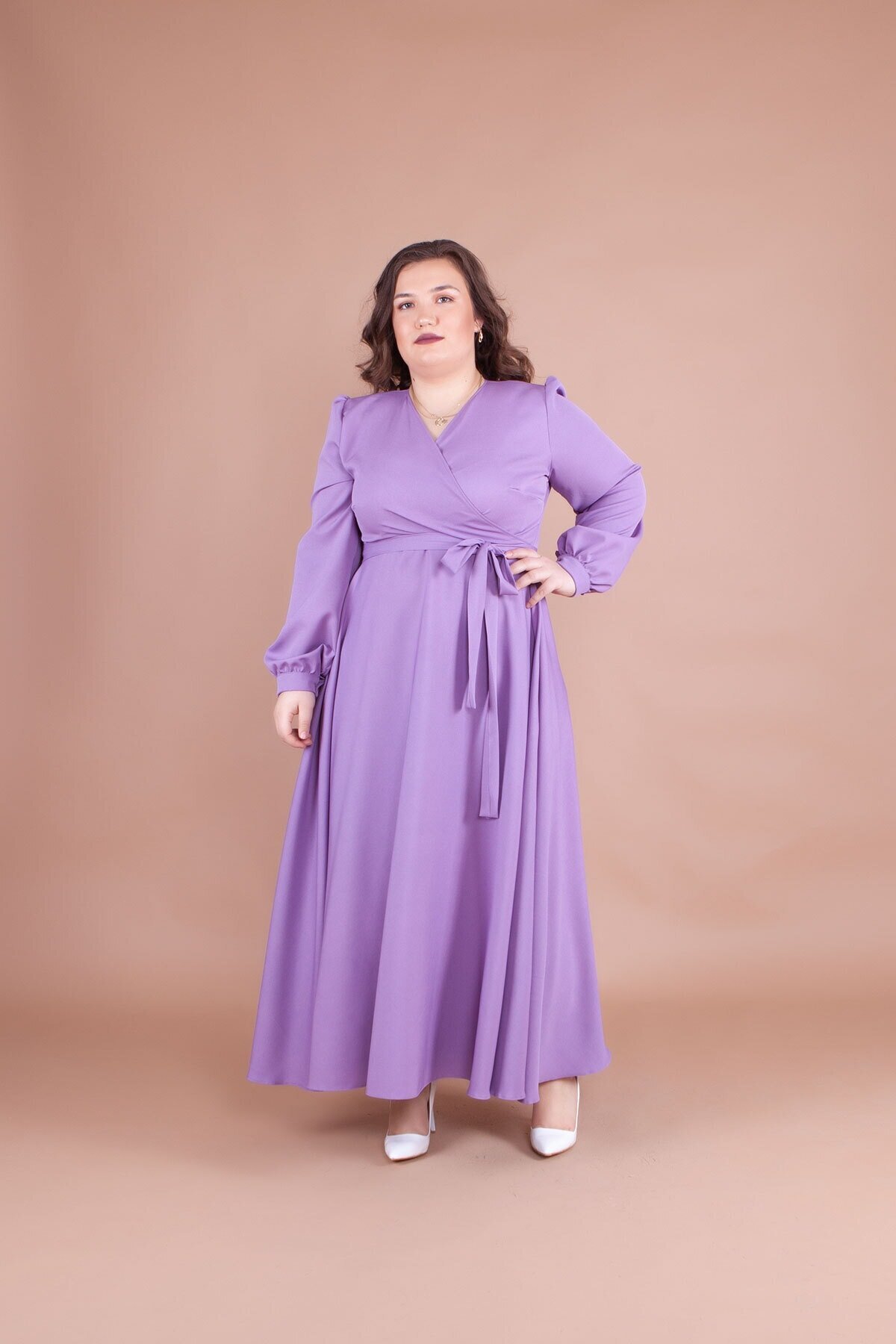 Plus Size Modest Evening Dress - Lilac - Bidoluelbise