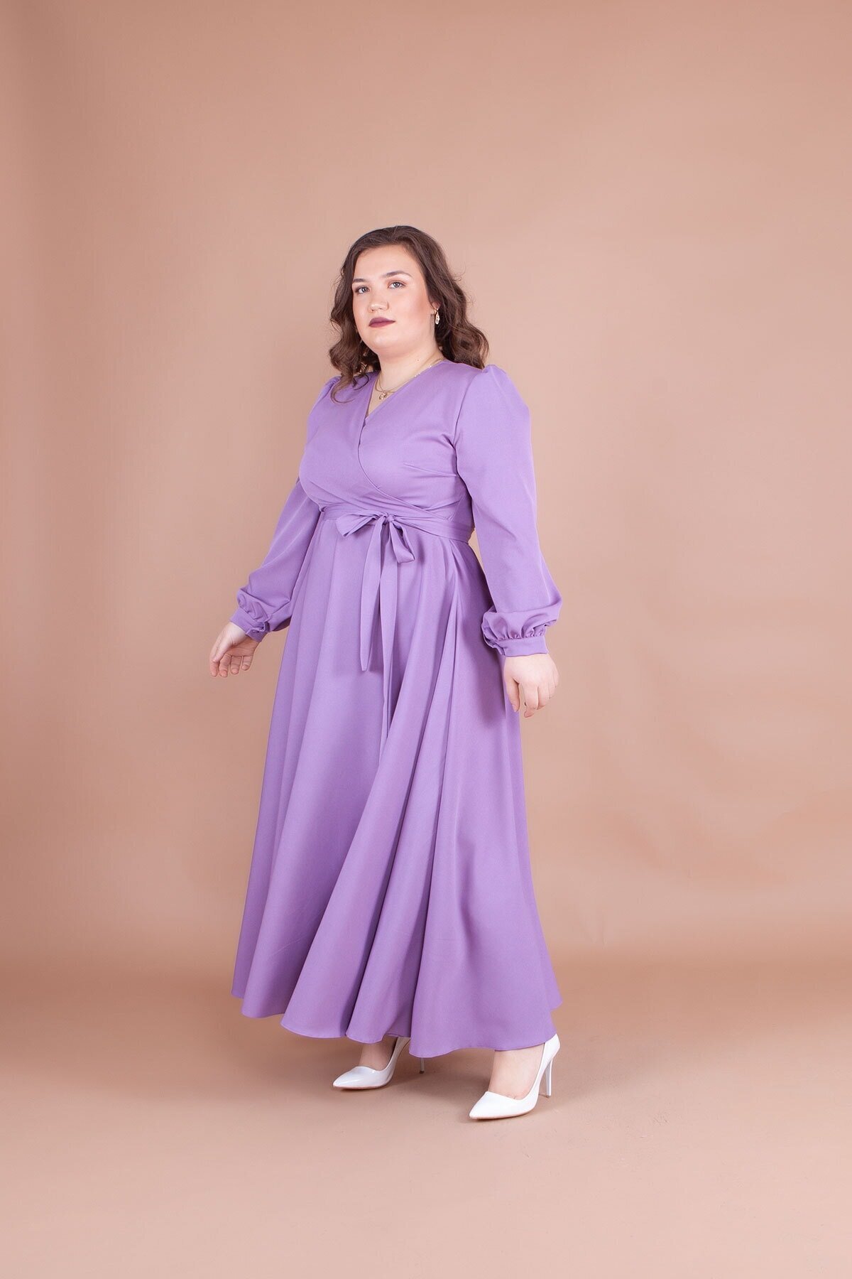 Plus Size Modest Evening Dress - Lilac - Bidoluelbise