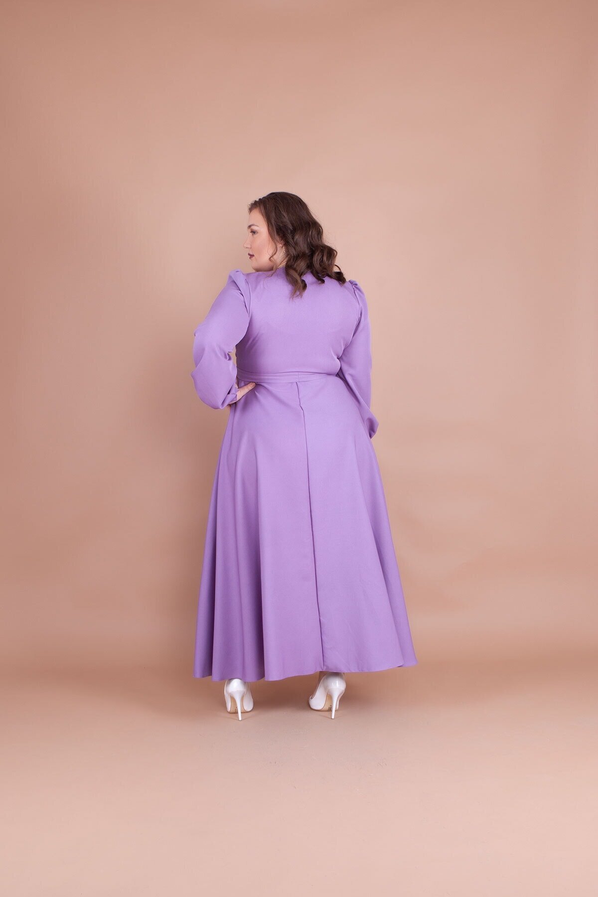 Plus Size Modest Evening Dress - Lilac - Bidoluelbise