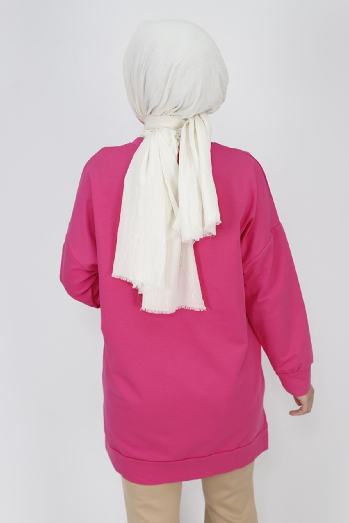 Yarn Fabric Sequin-Detail Modest Tunic - Fuchsia - Butik