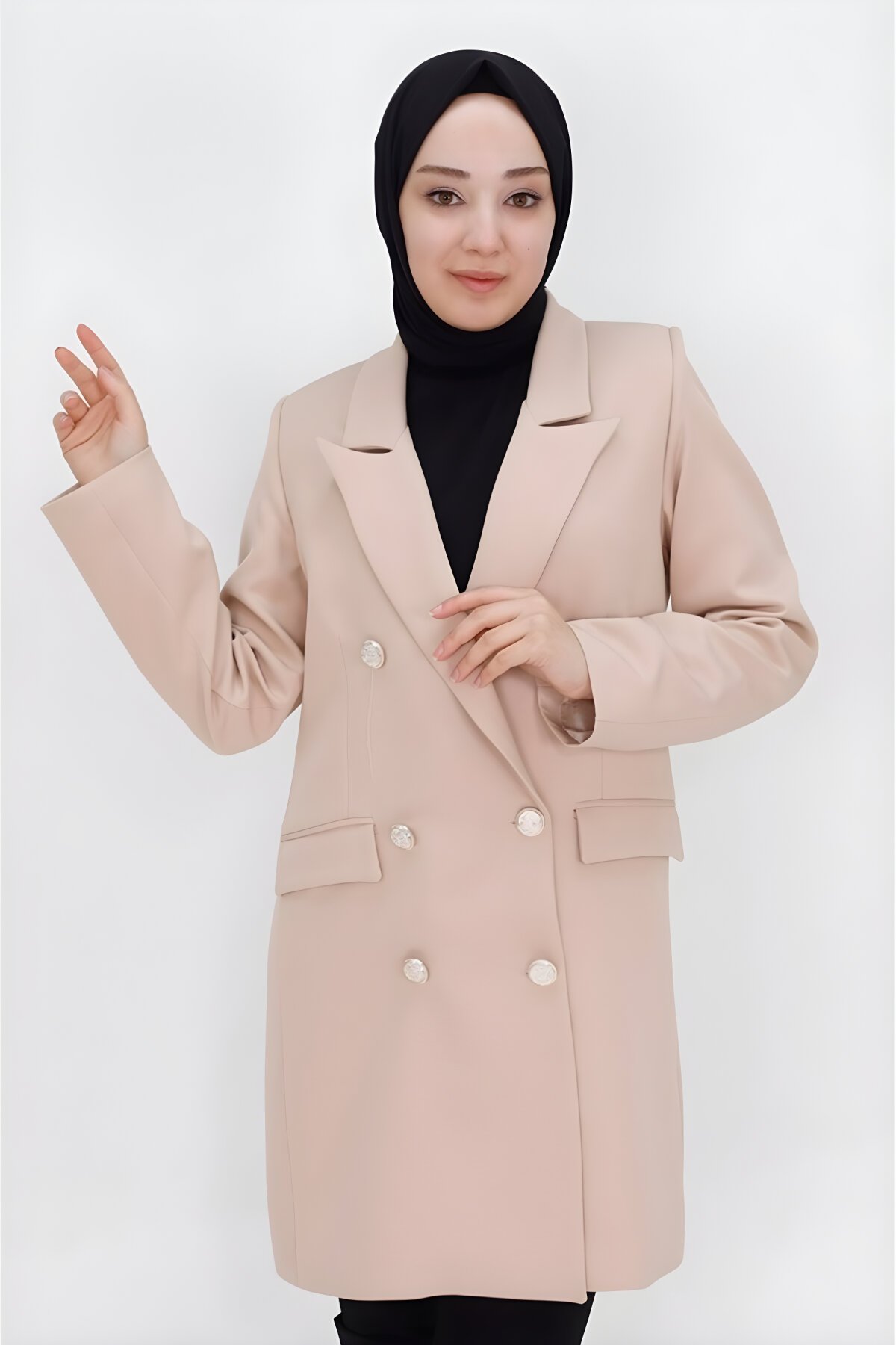 Kruvaze Yaka Taş Sahte Cep Detaylı Blazer Ceket - Bycoolest Butik