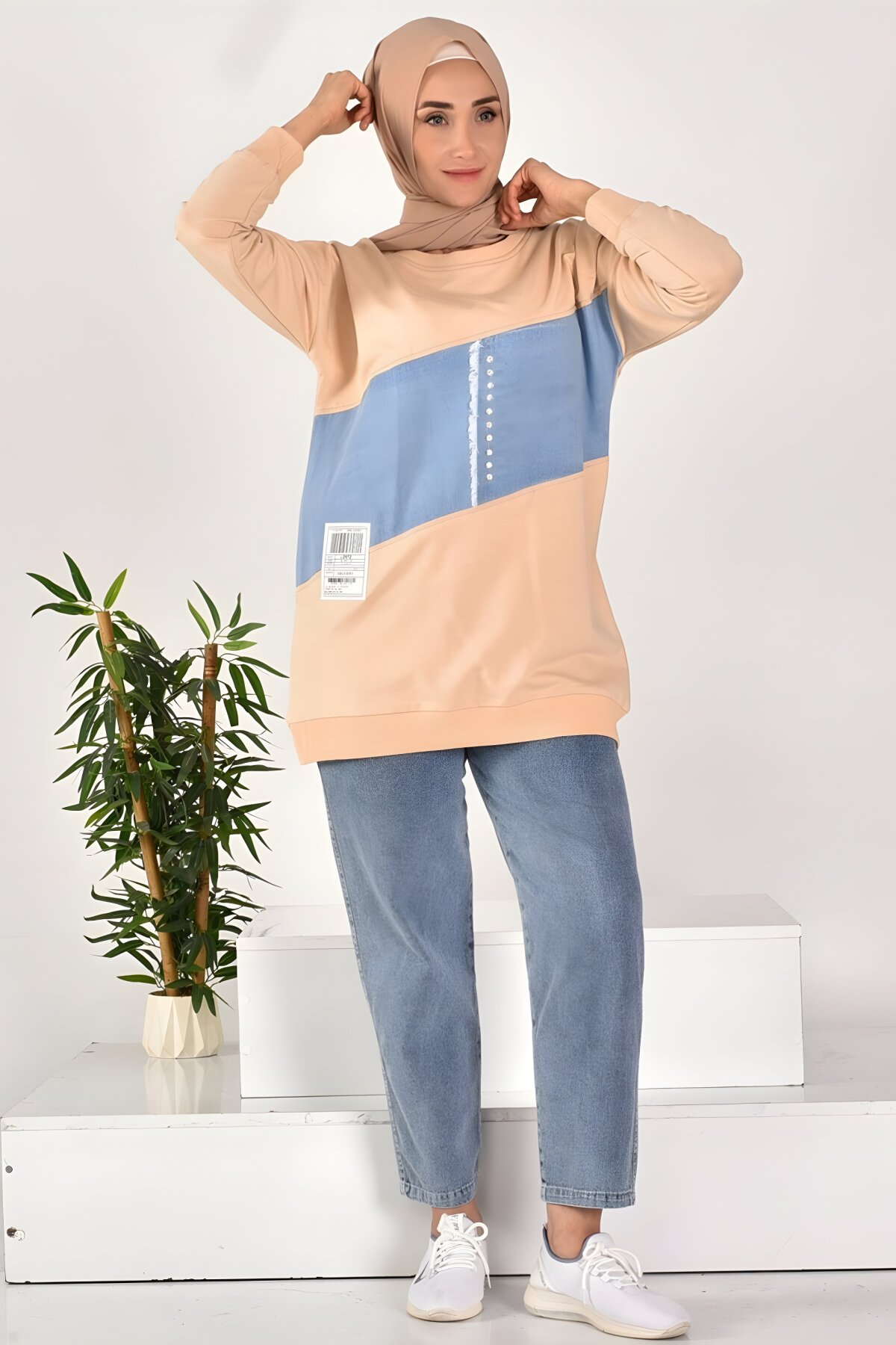 Taş İşlemeli Garnili İkili İki İplik Tesettür Takım - Bycoolest Butik