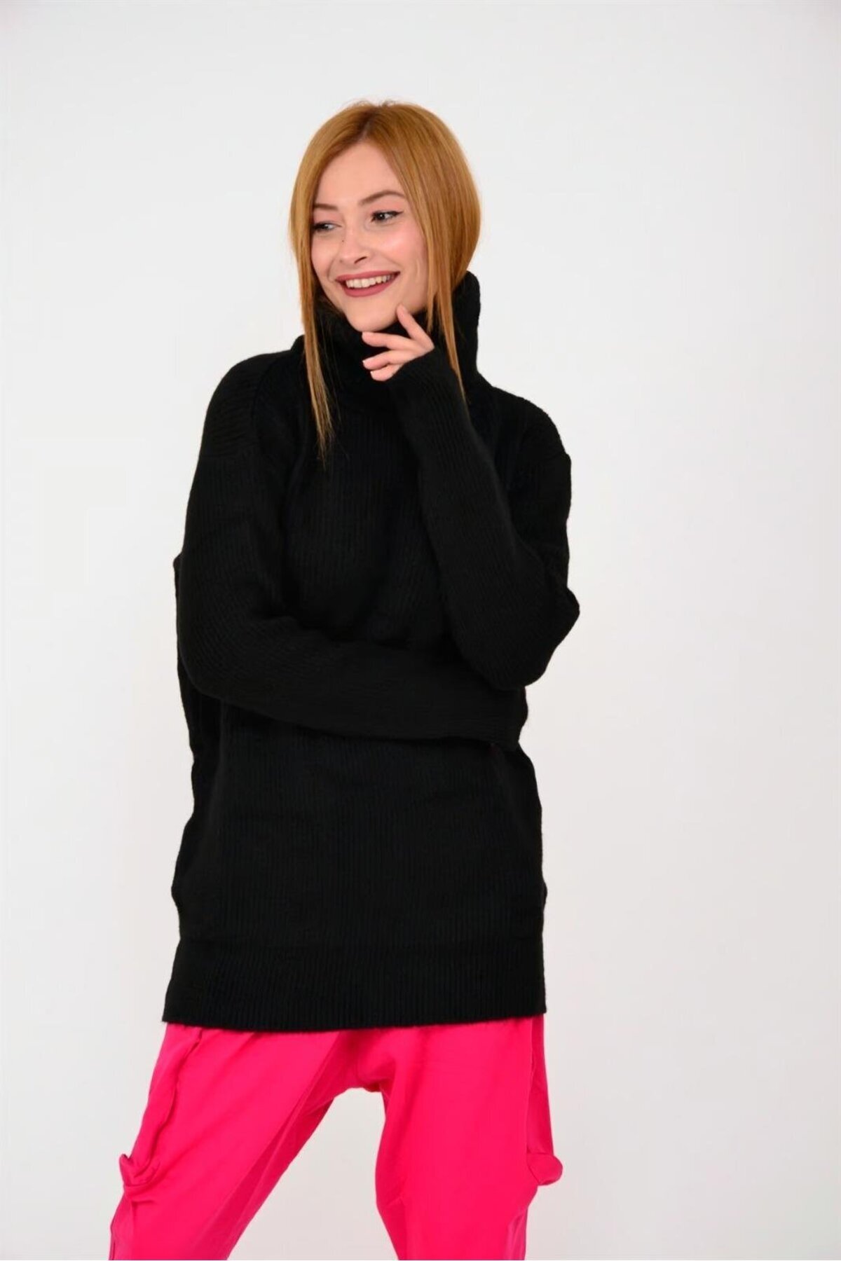Modest Knit Turtleneck Sweater - Black - Genel Markalar
