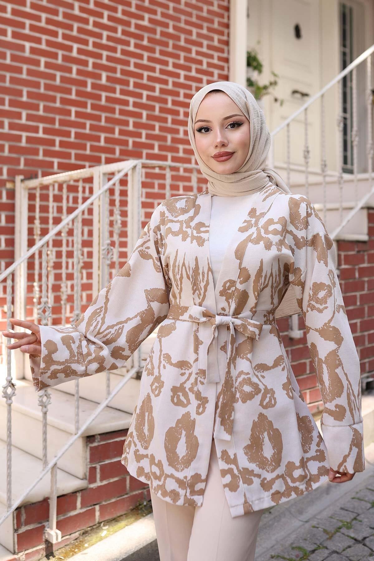 Ethnic Pattern Kimono - Camel - Misskayle
