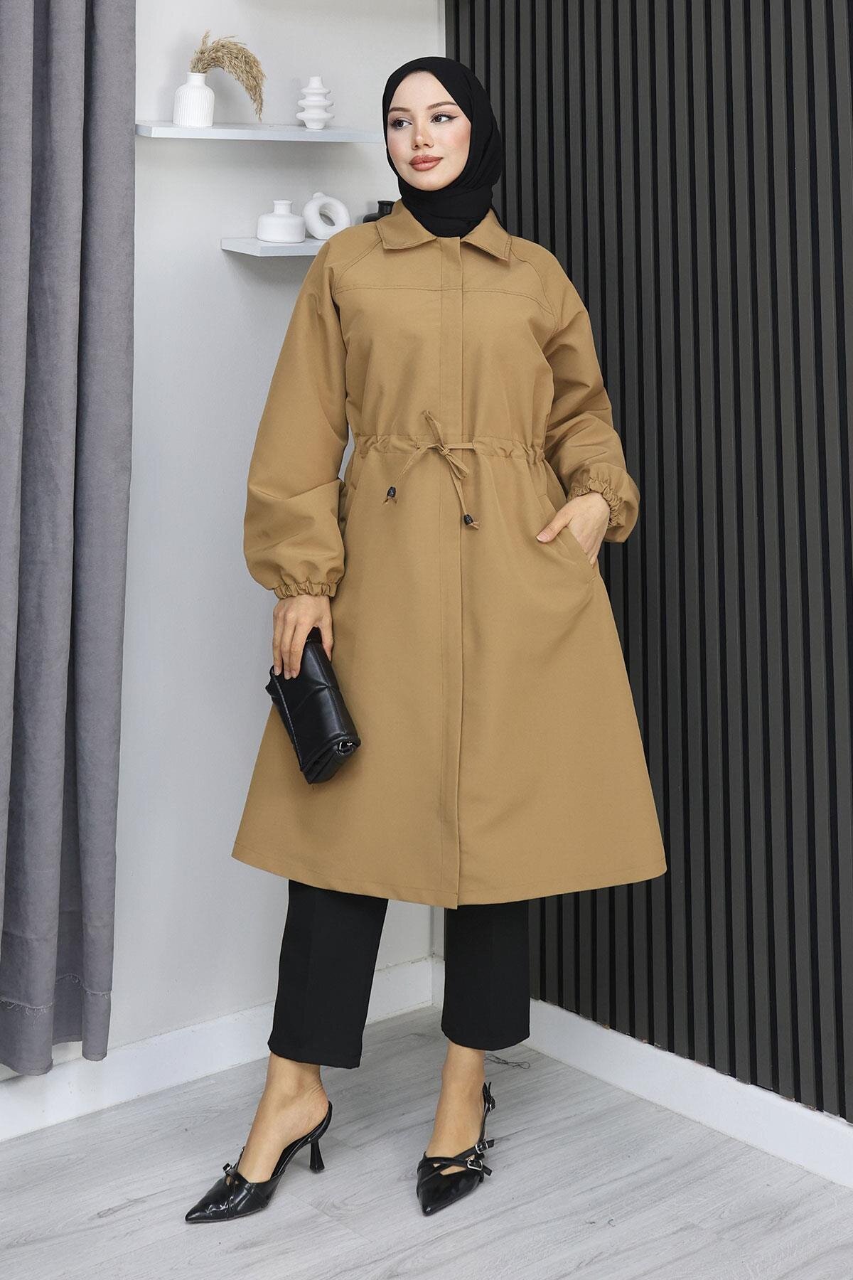 Hidden Placket Trench Coat - Camel - Misskayle